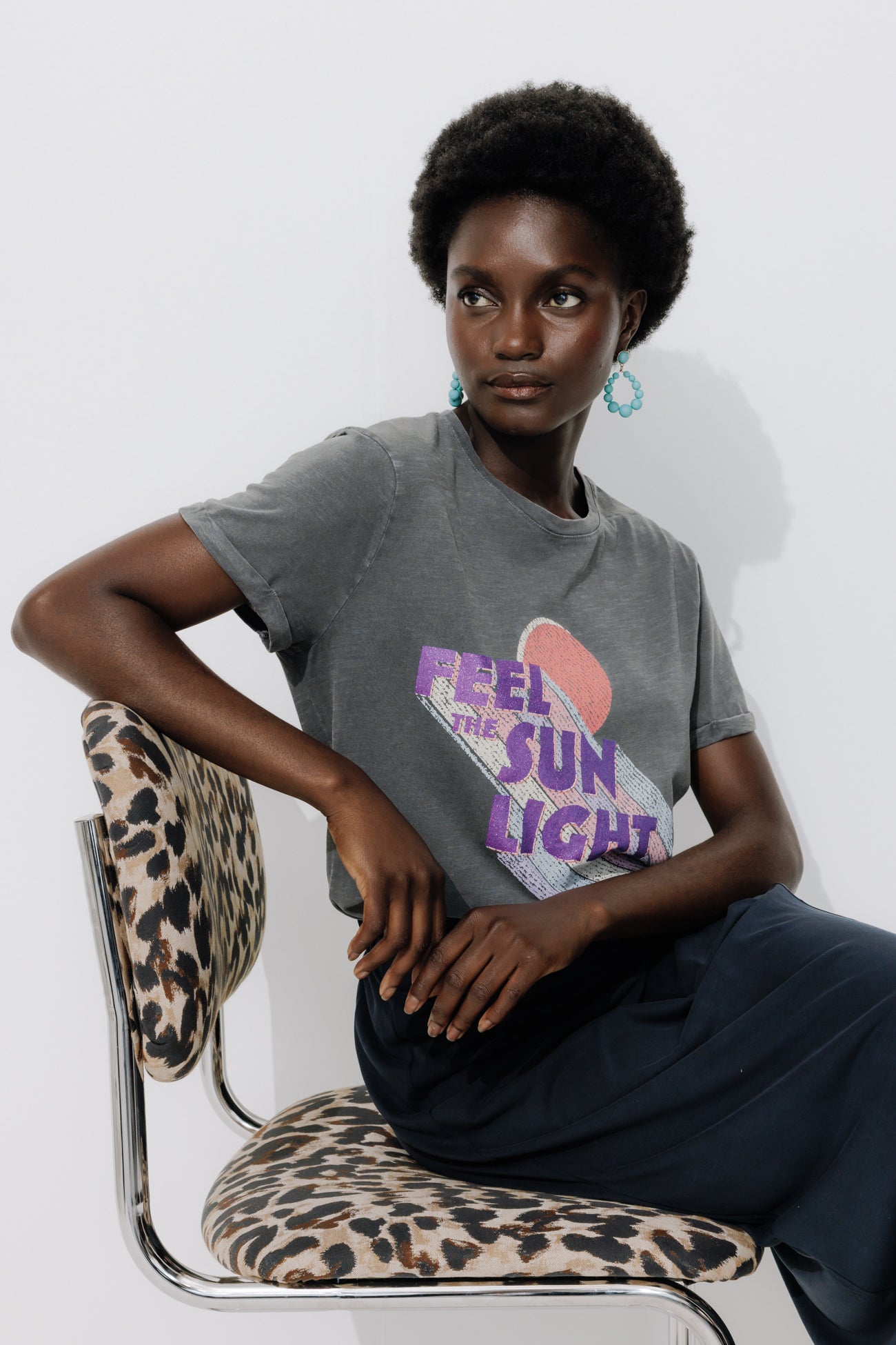 T-shirt with glitzy slogan - Multicolour print