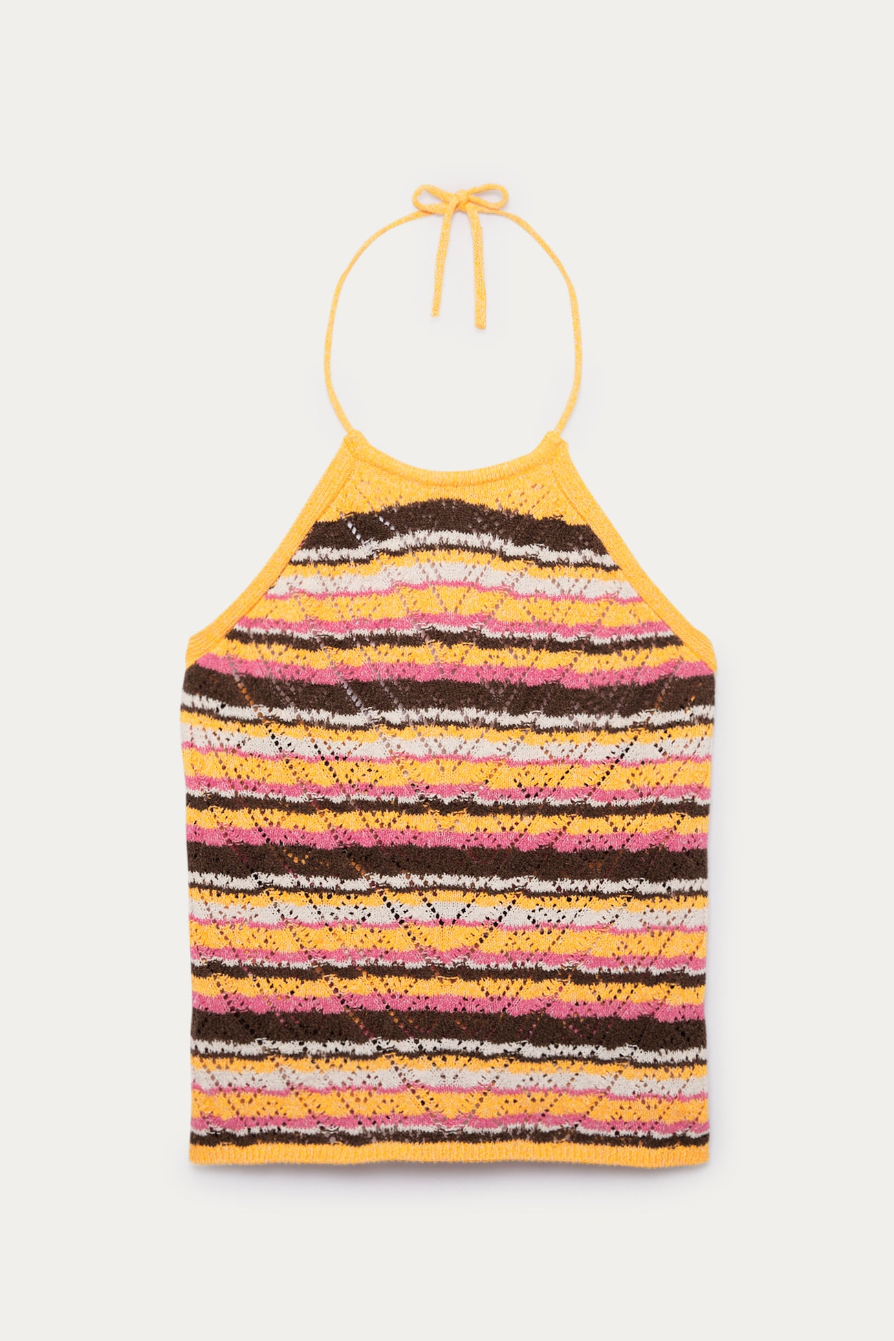 Openwork knit halter top - Multicolour stripes