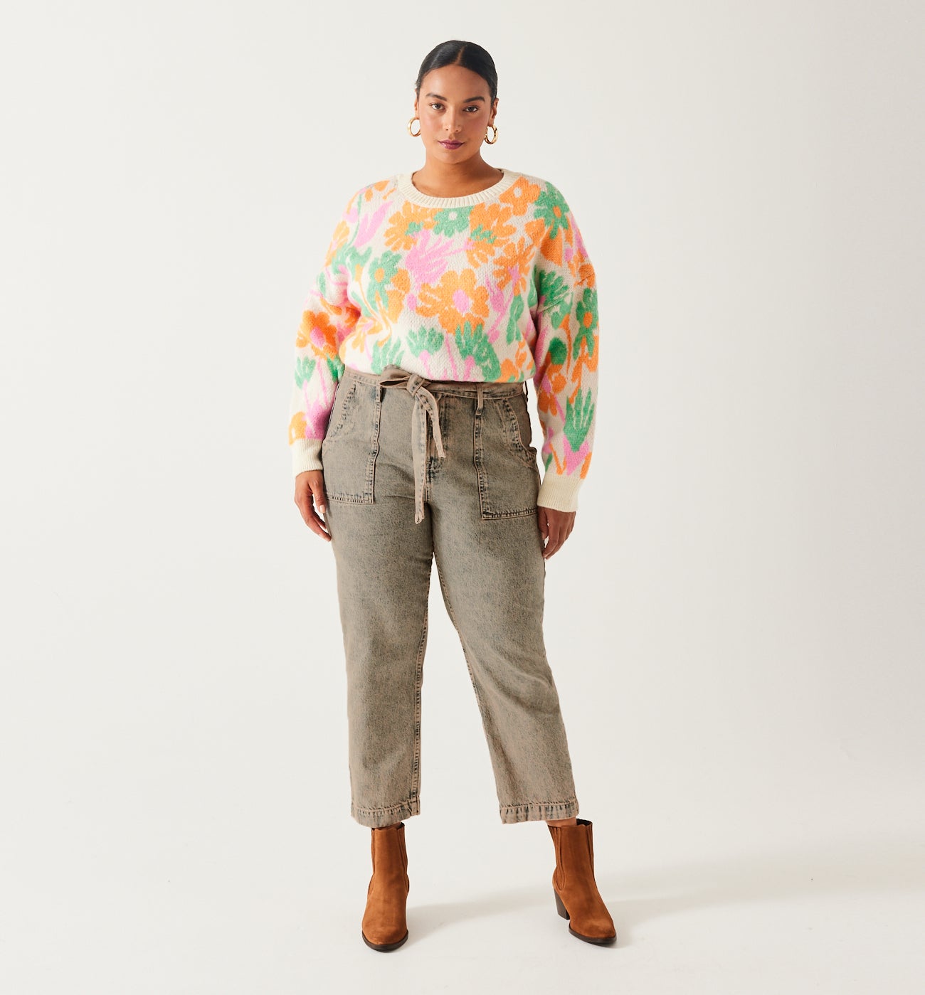 High-waist overdyed jeans - Light denim