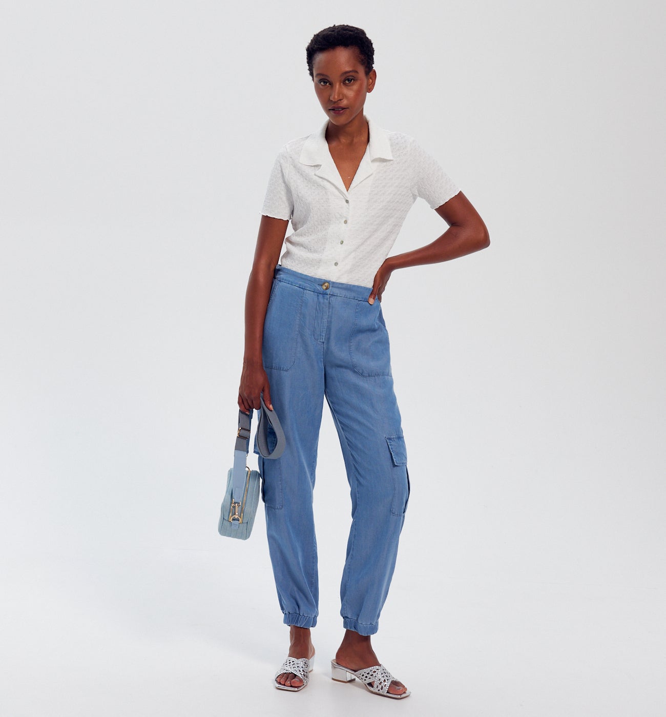 Textured stretch shirt - Ecru