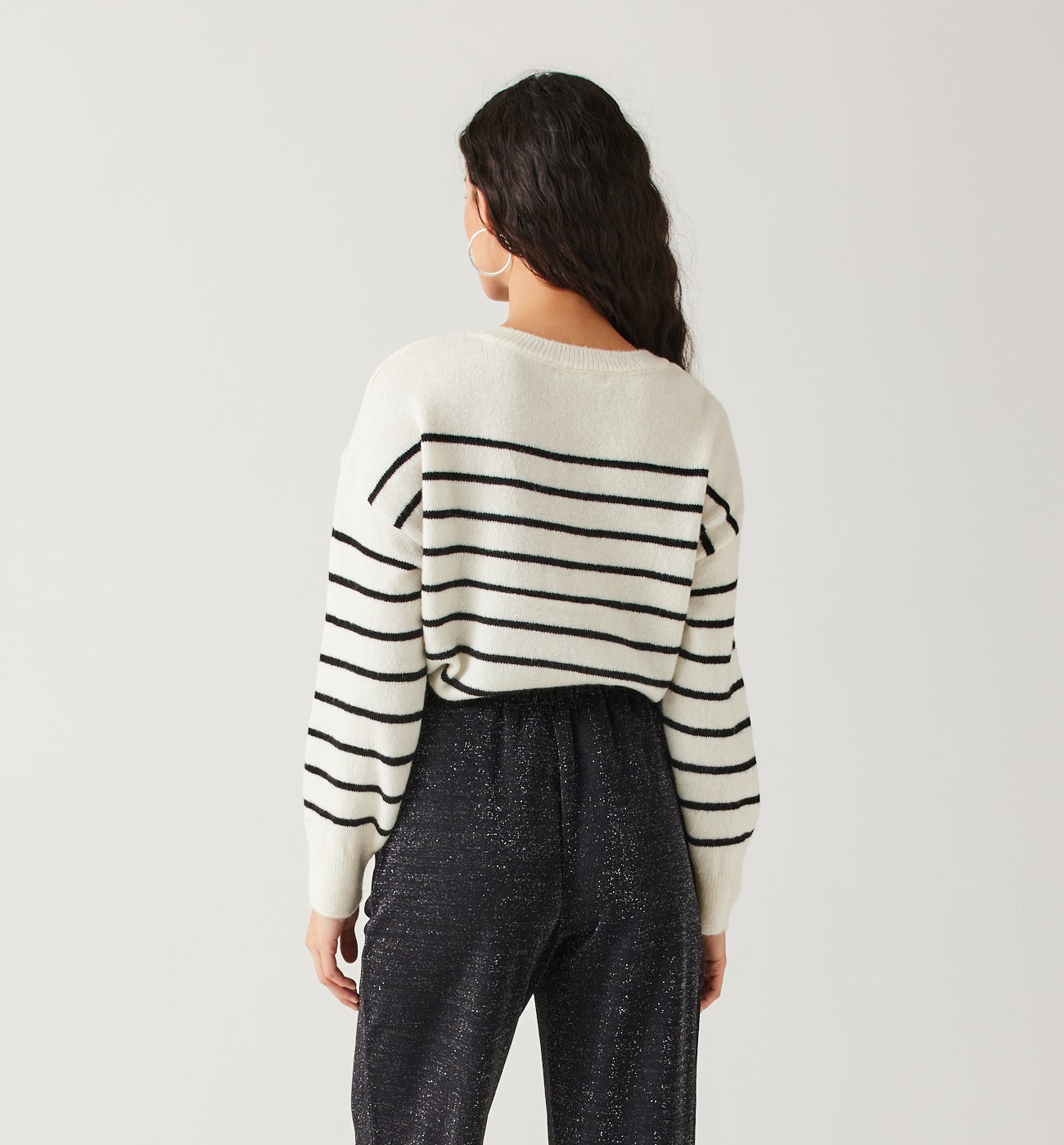Button front jumper - Black stripes
