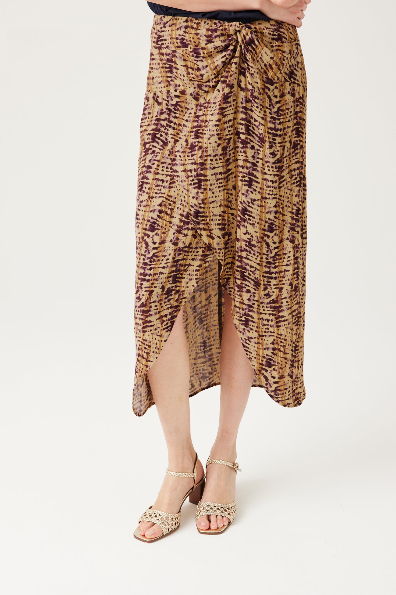 Midi patterned skirt - Ecru print