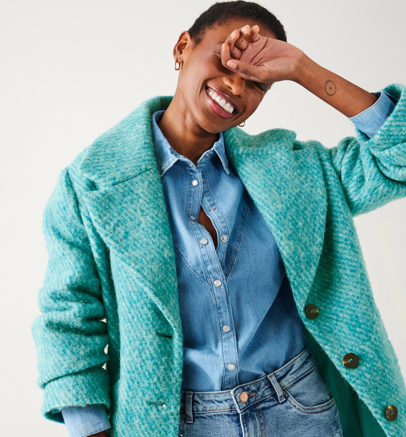 Wool-blend coat - Multicolour print