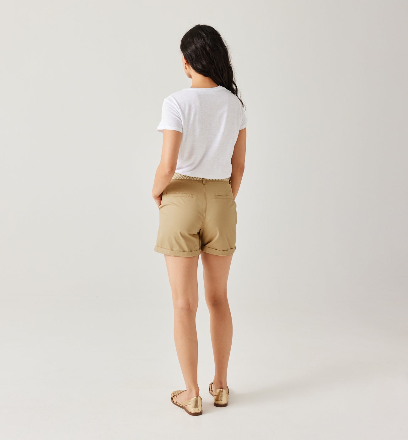 Pleat shorts belt - Caramel