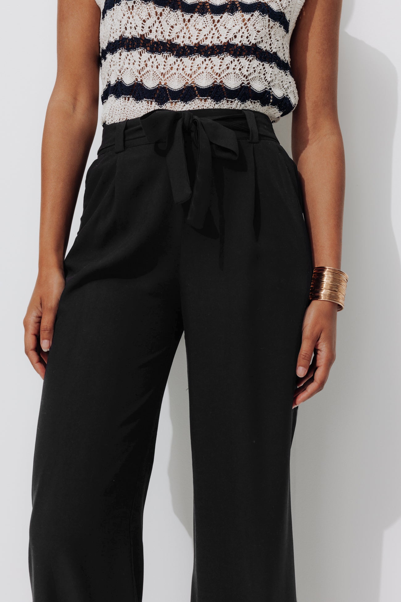 High-waist wideleg trousers - Black