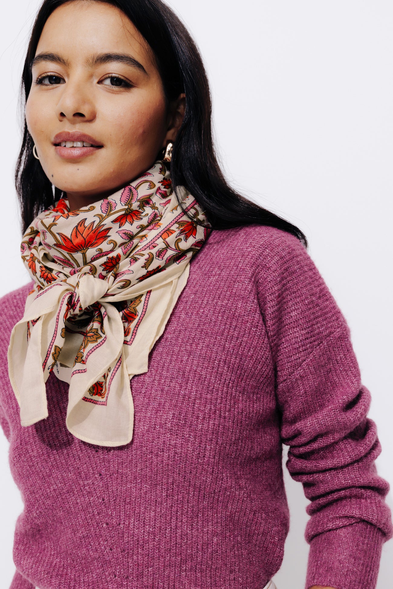 Large patterned scarf - Coral prints