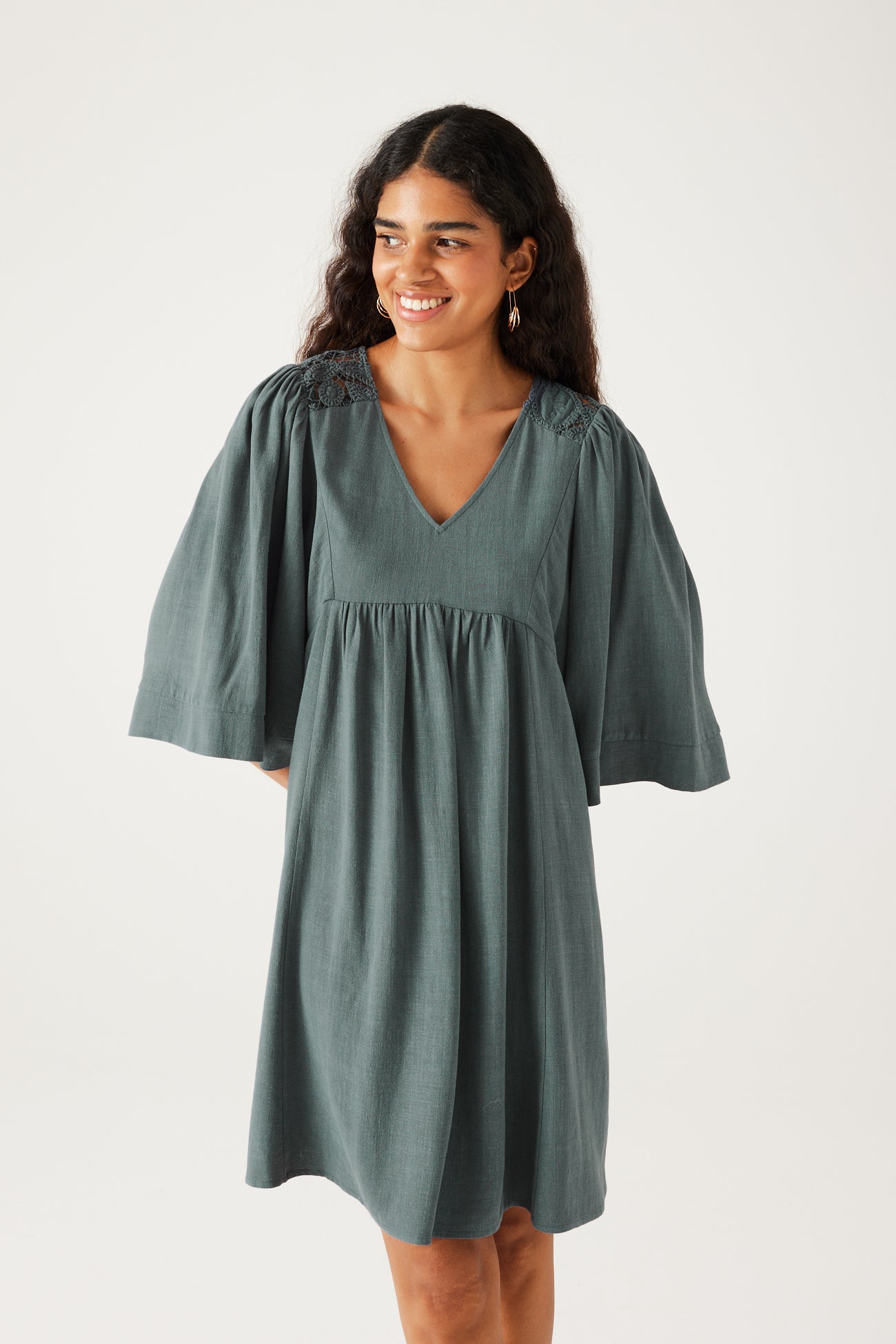 Plain babydoll dress - Ochre