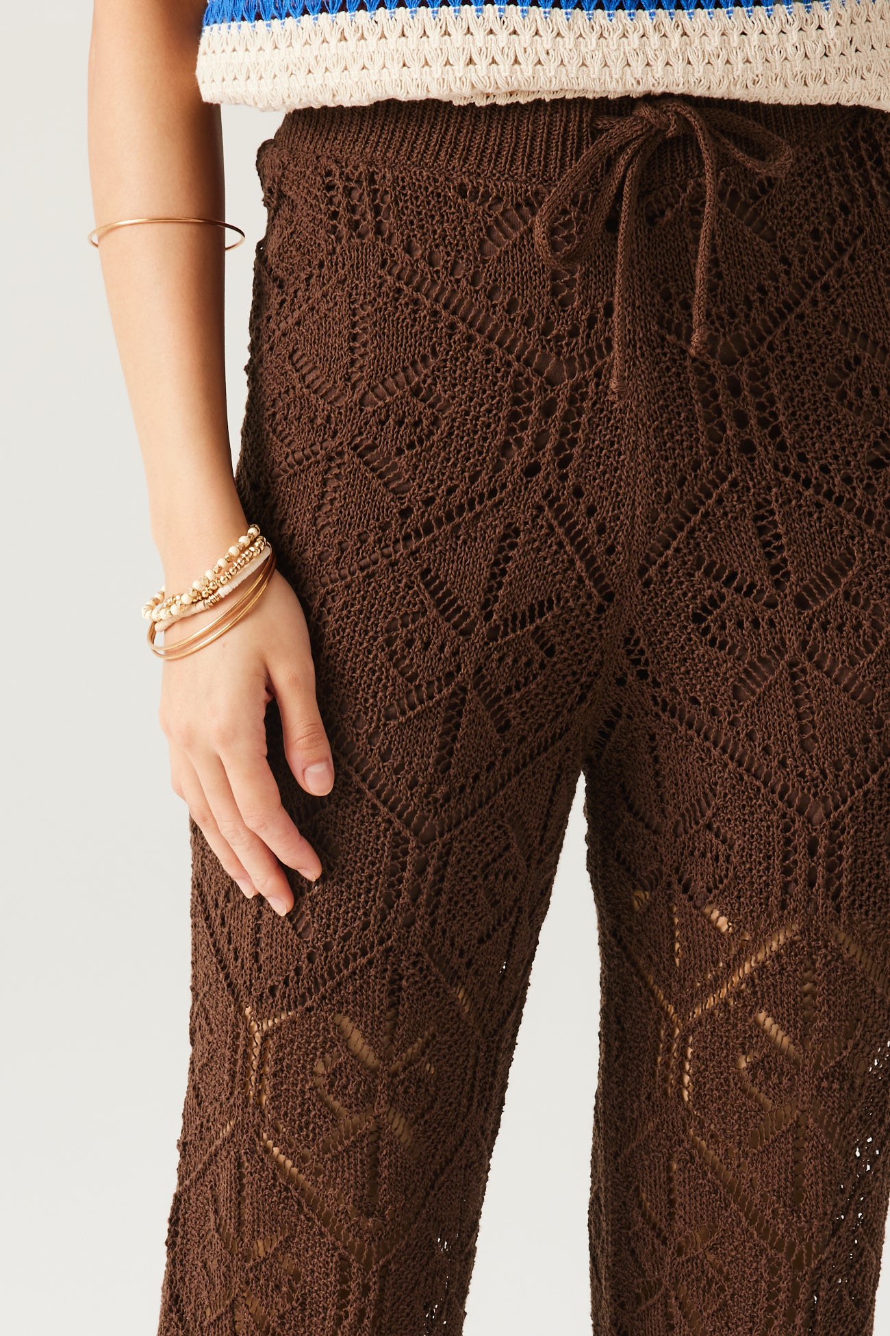 Crochet trousers - Soft chestnut