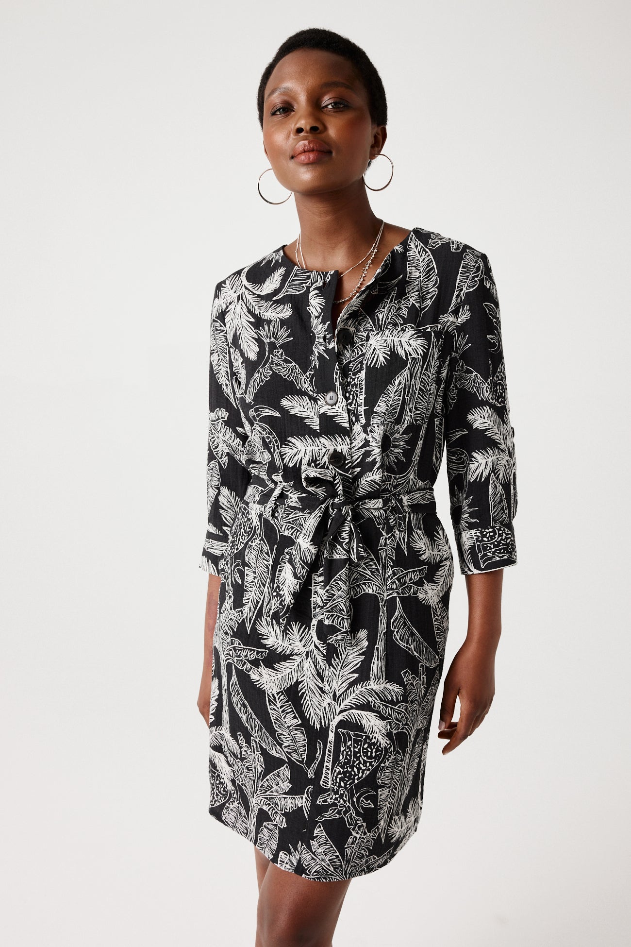 Patterned shirtdress - Black print