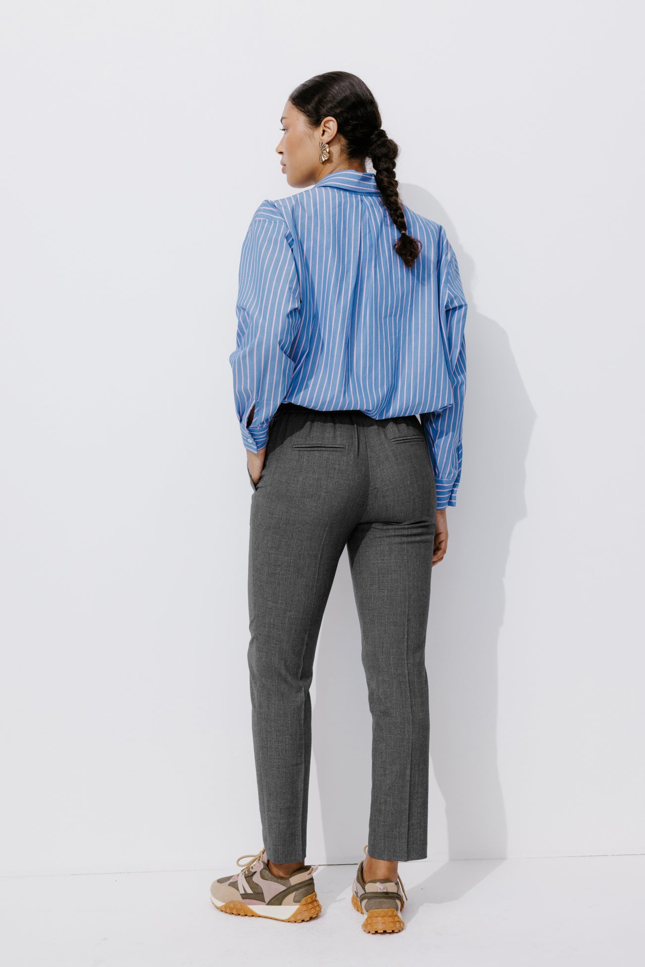 Checked jogging trousers - Navy blue stripes