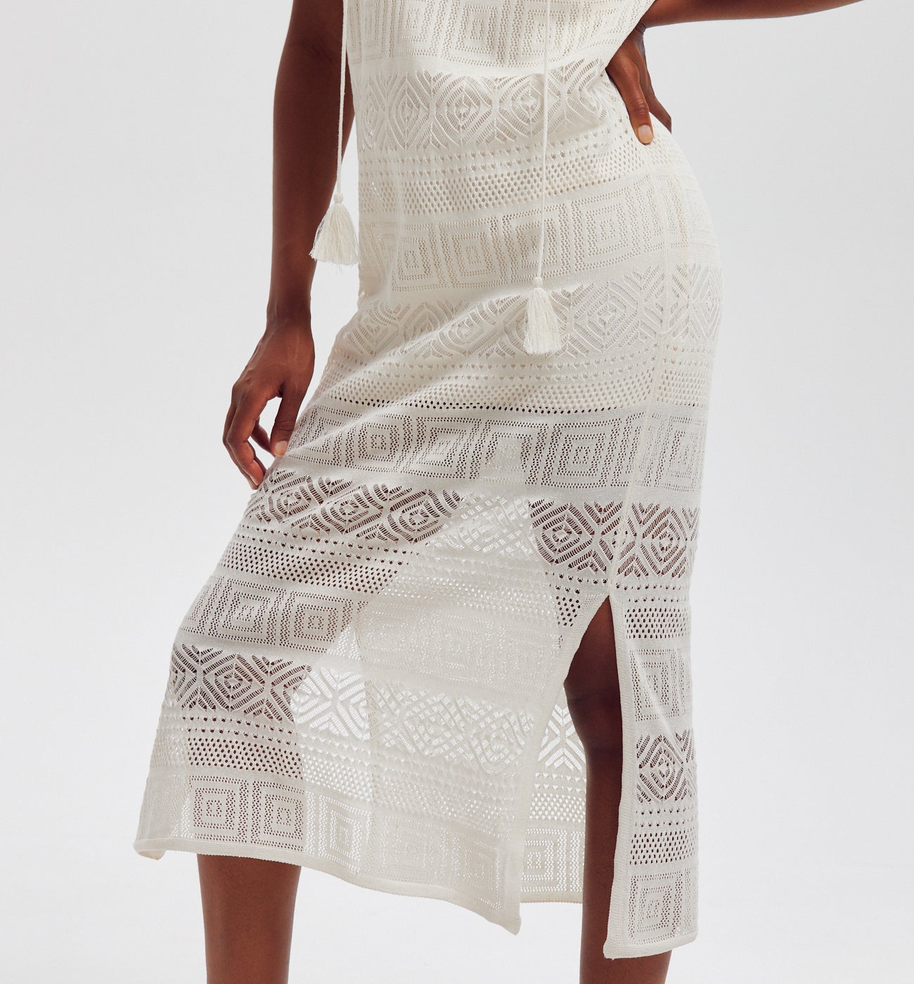 Lace knit dress - Ecru