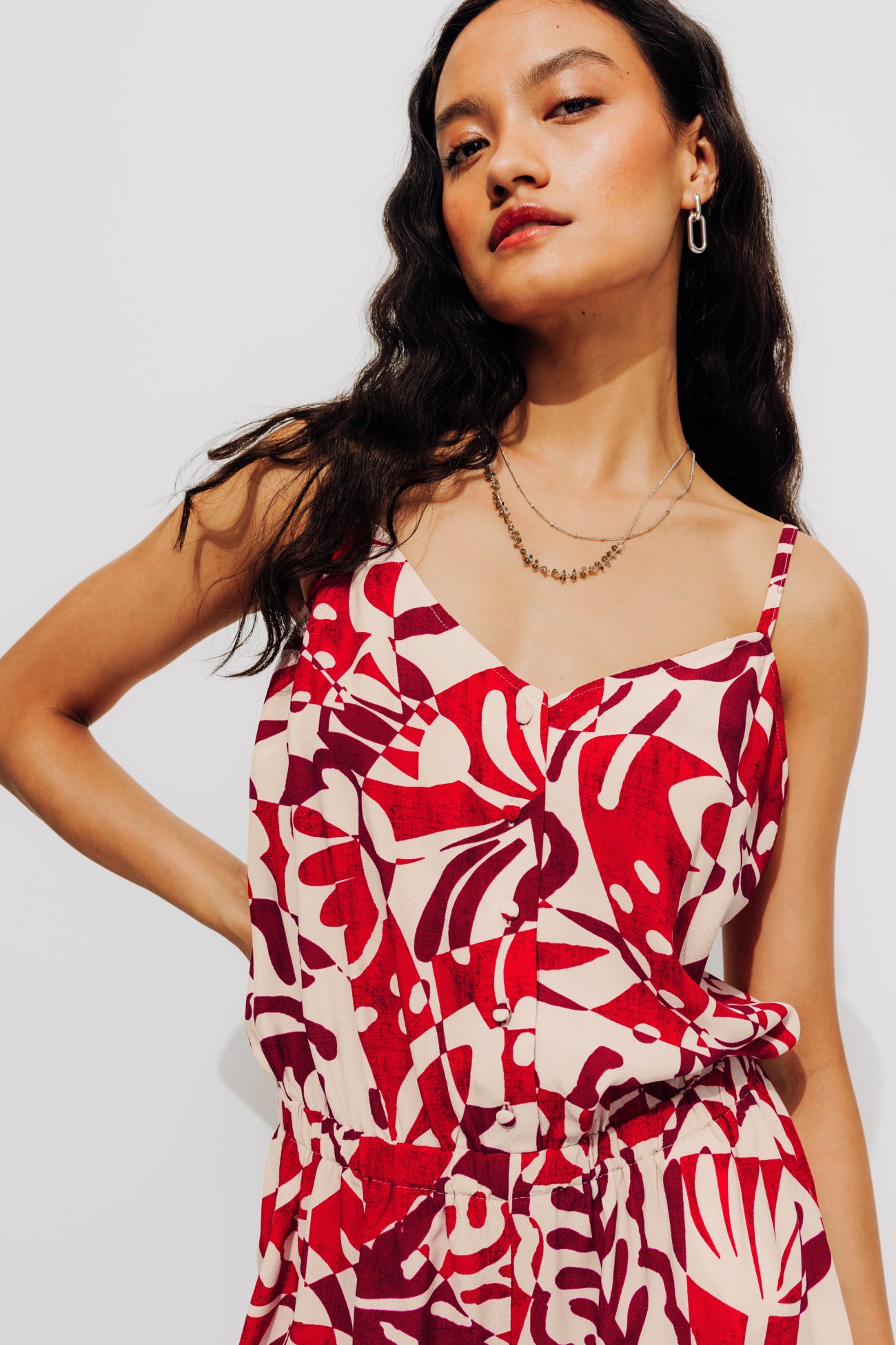 Patterned shorts jumpsuit - Ecru print