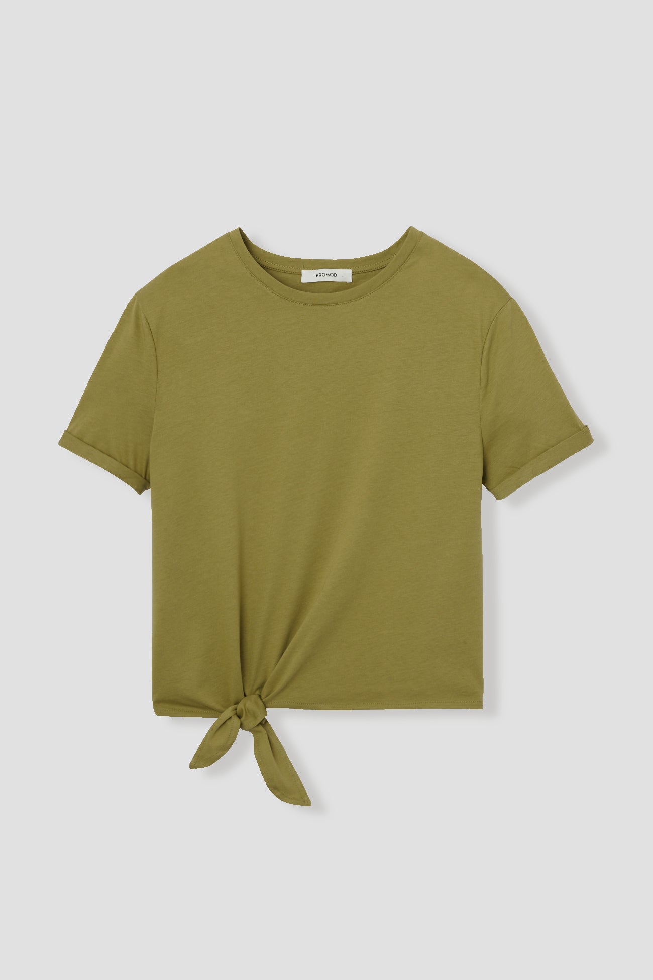Knotted crop t-shirt - Khaki