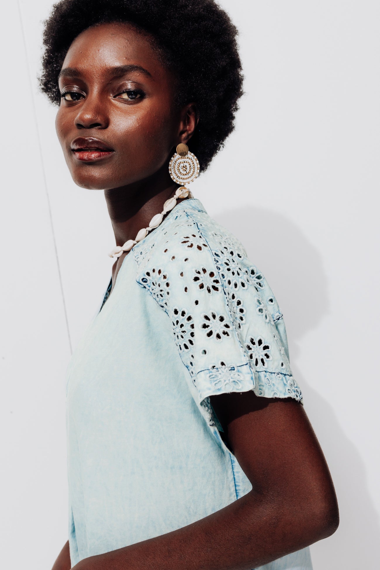 Short faded dress - Light denim