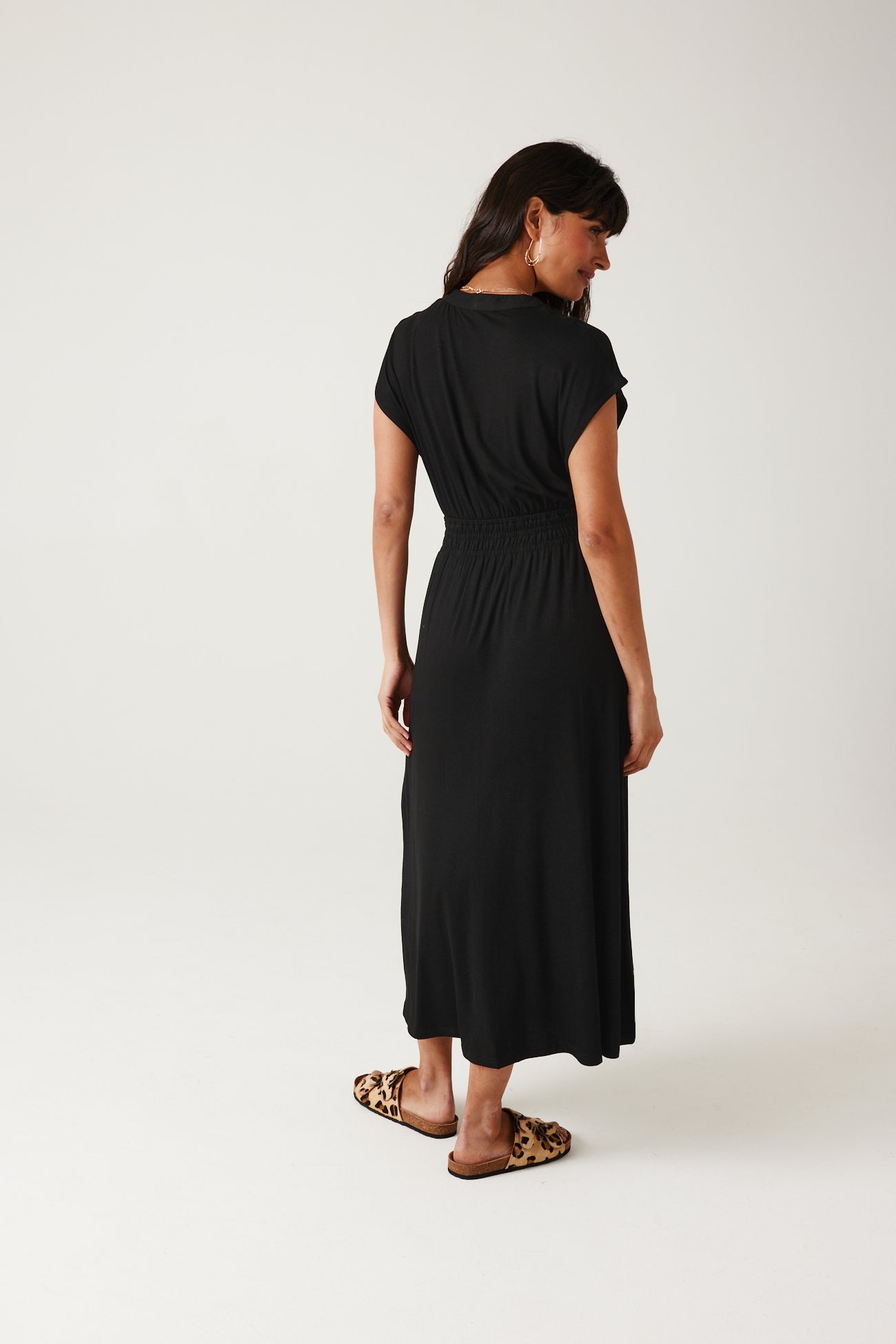 Mid-length jersey dress - Cognac