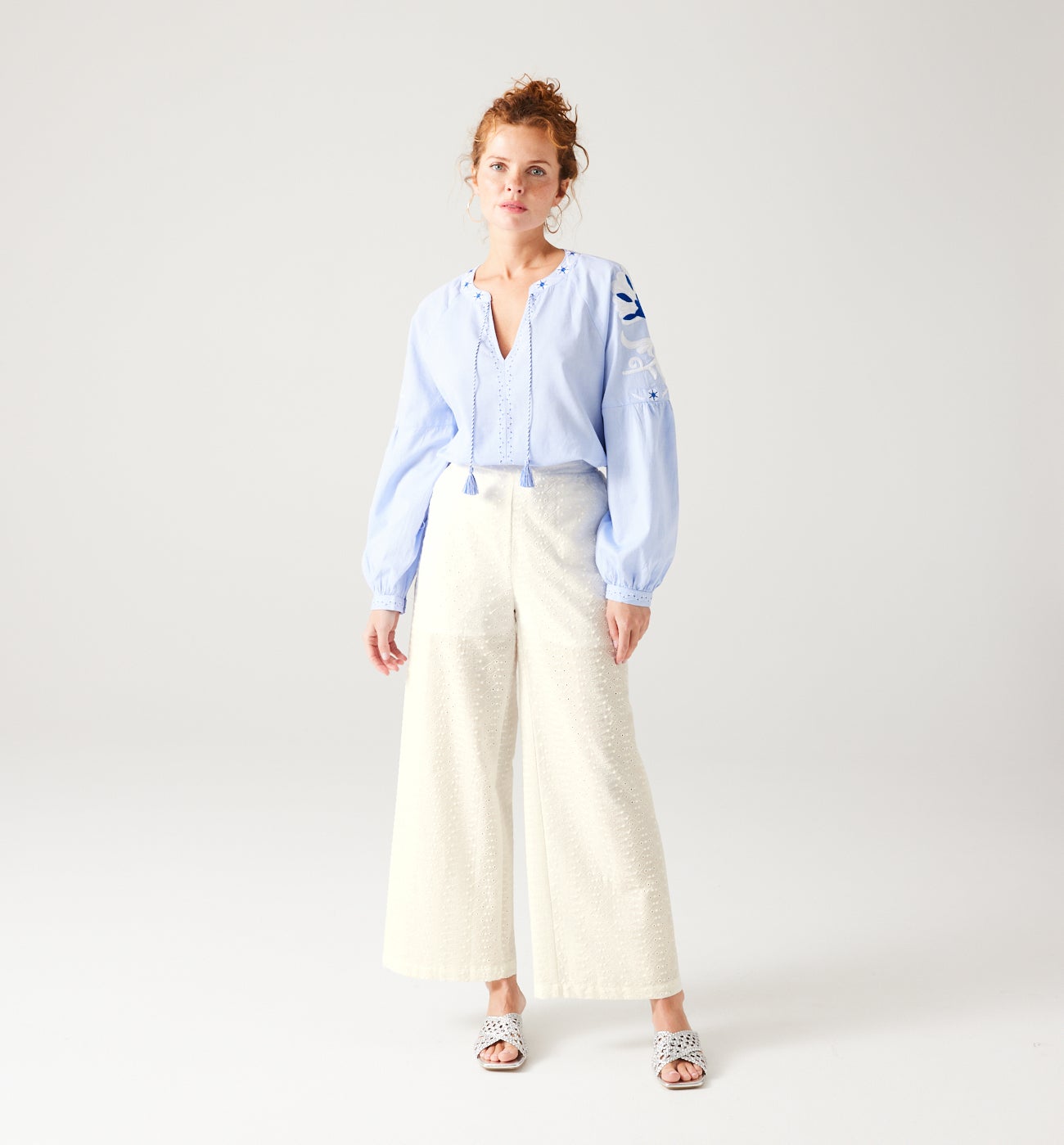 Broderie anglaise trousers - Ecru