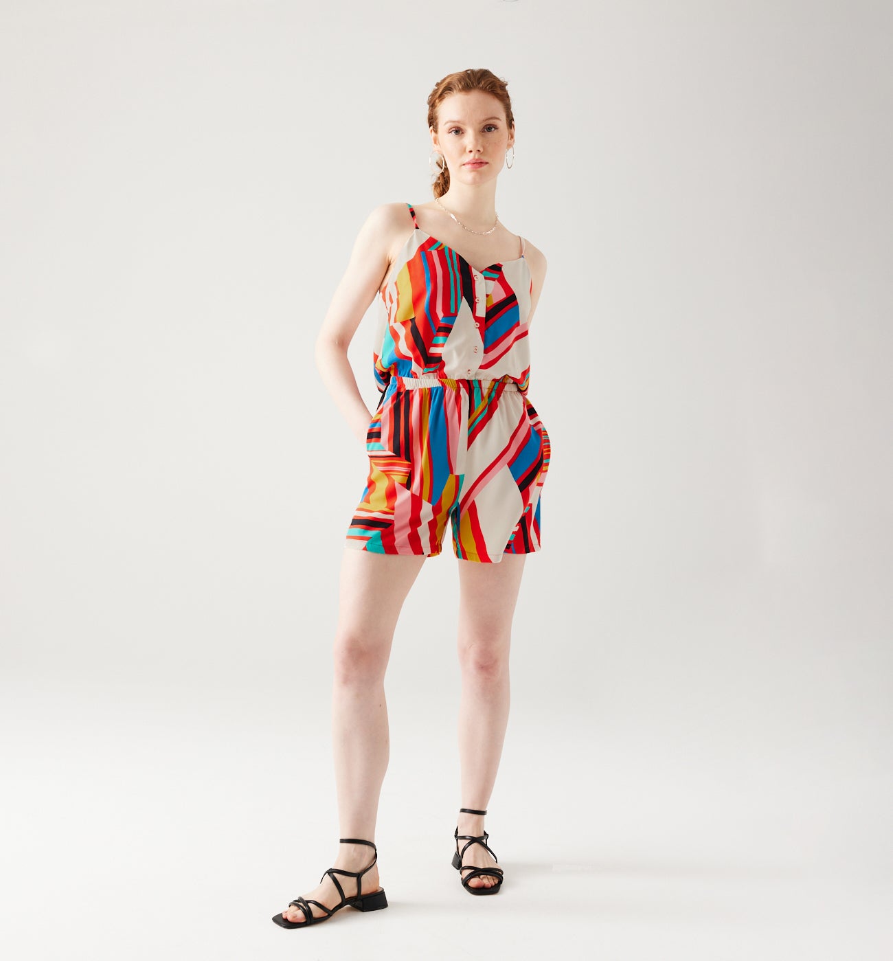 Patterned shorts playsuit - Multicolour print