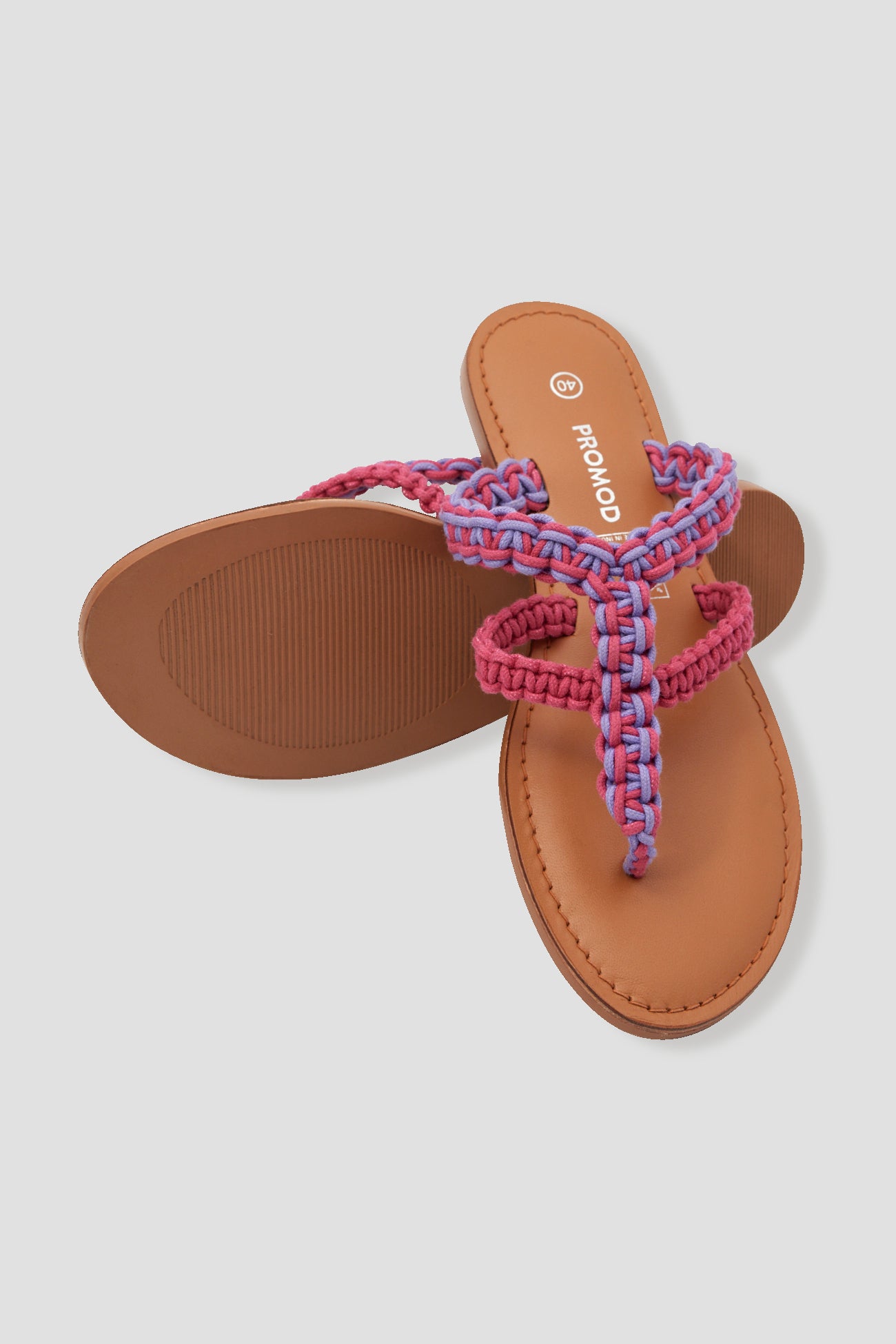 Macramé open flats - Multicolour print