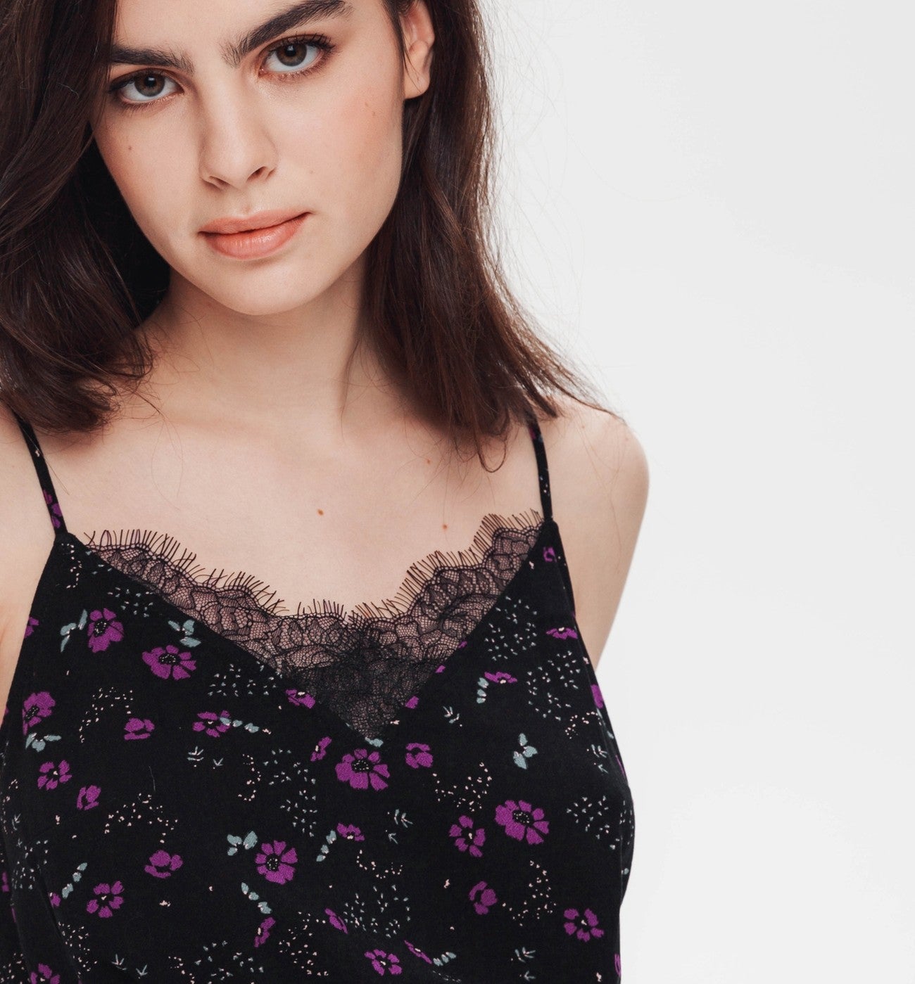 Patterned strappy top - Black print