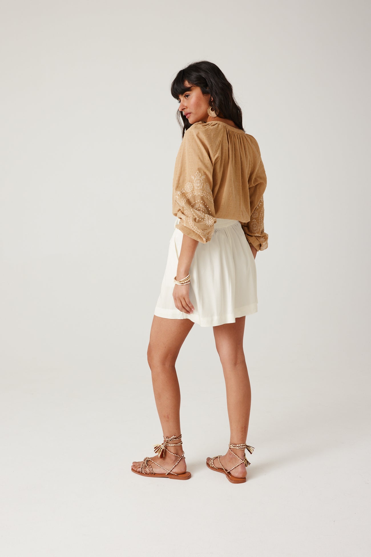 Plain belted shorts - Black print