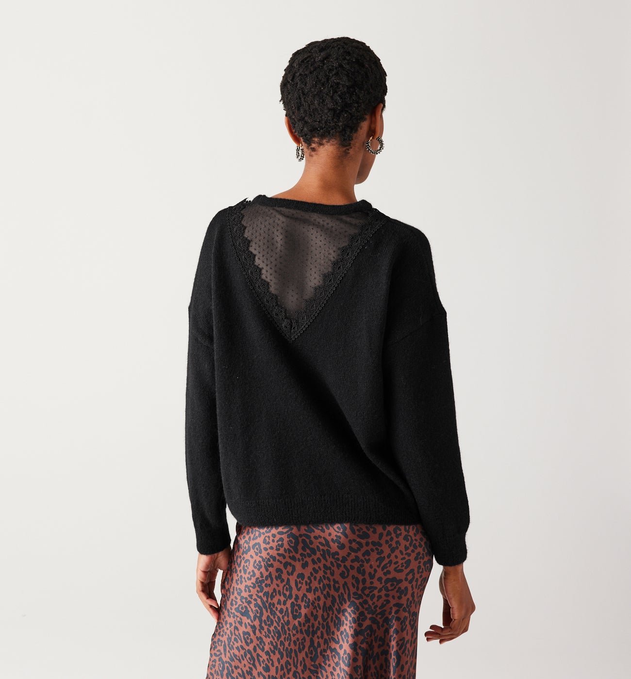 Plumetis detail jumper - Black