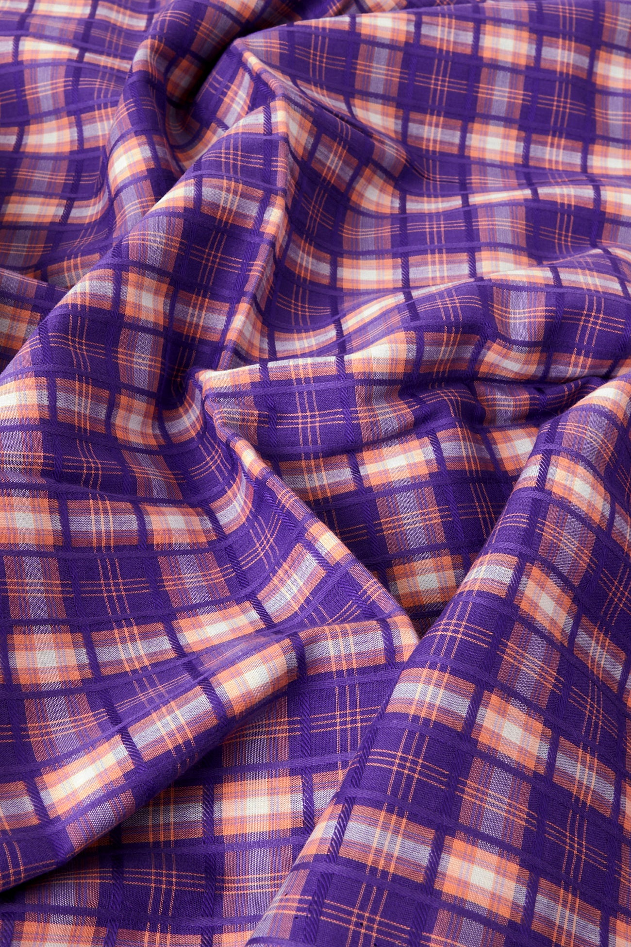 3m cotton-viscose fabric cut - Violet checks