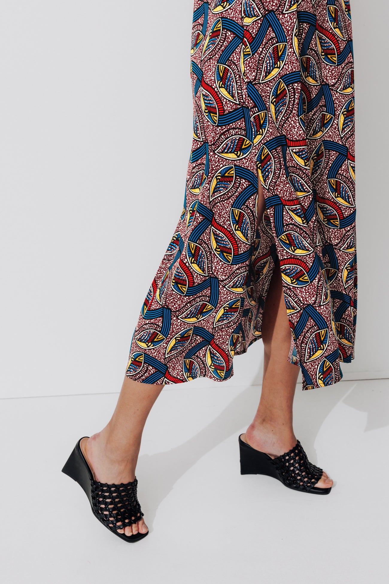 Mid-length patterned dress - Multicolour print