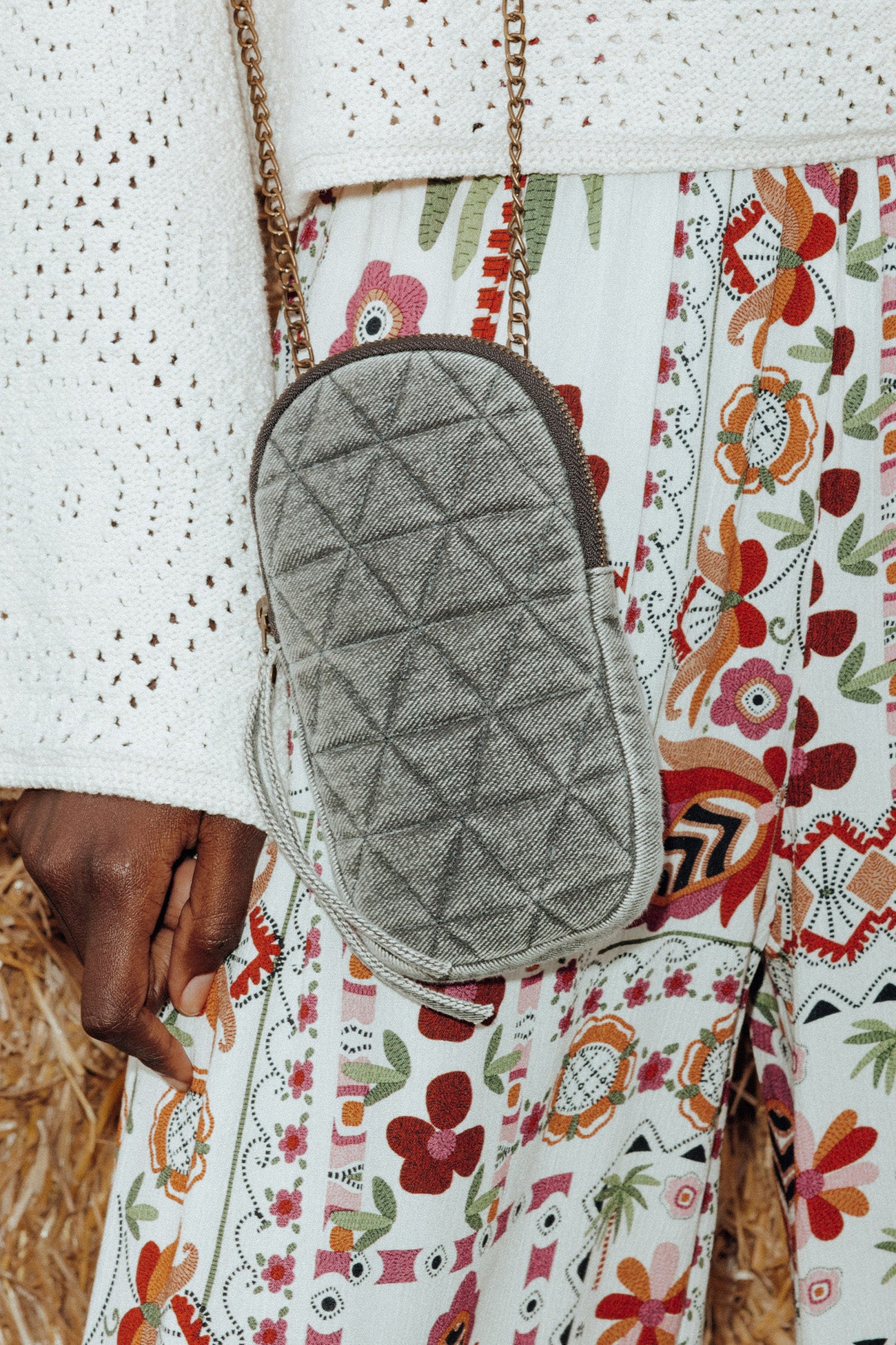 Smartphone denim mini bag - Grey