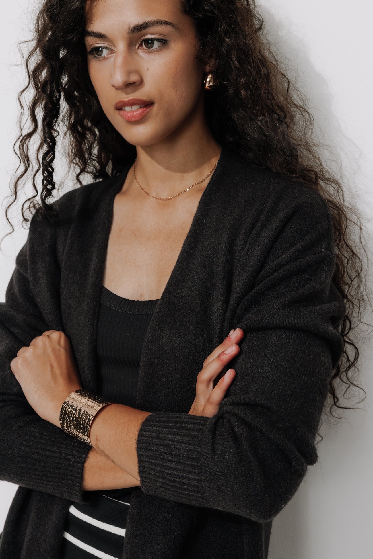 Long knit cardigan - Light grey