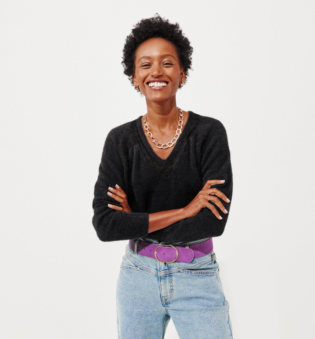 Lace detail jumper - Black