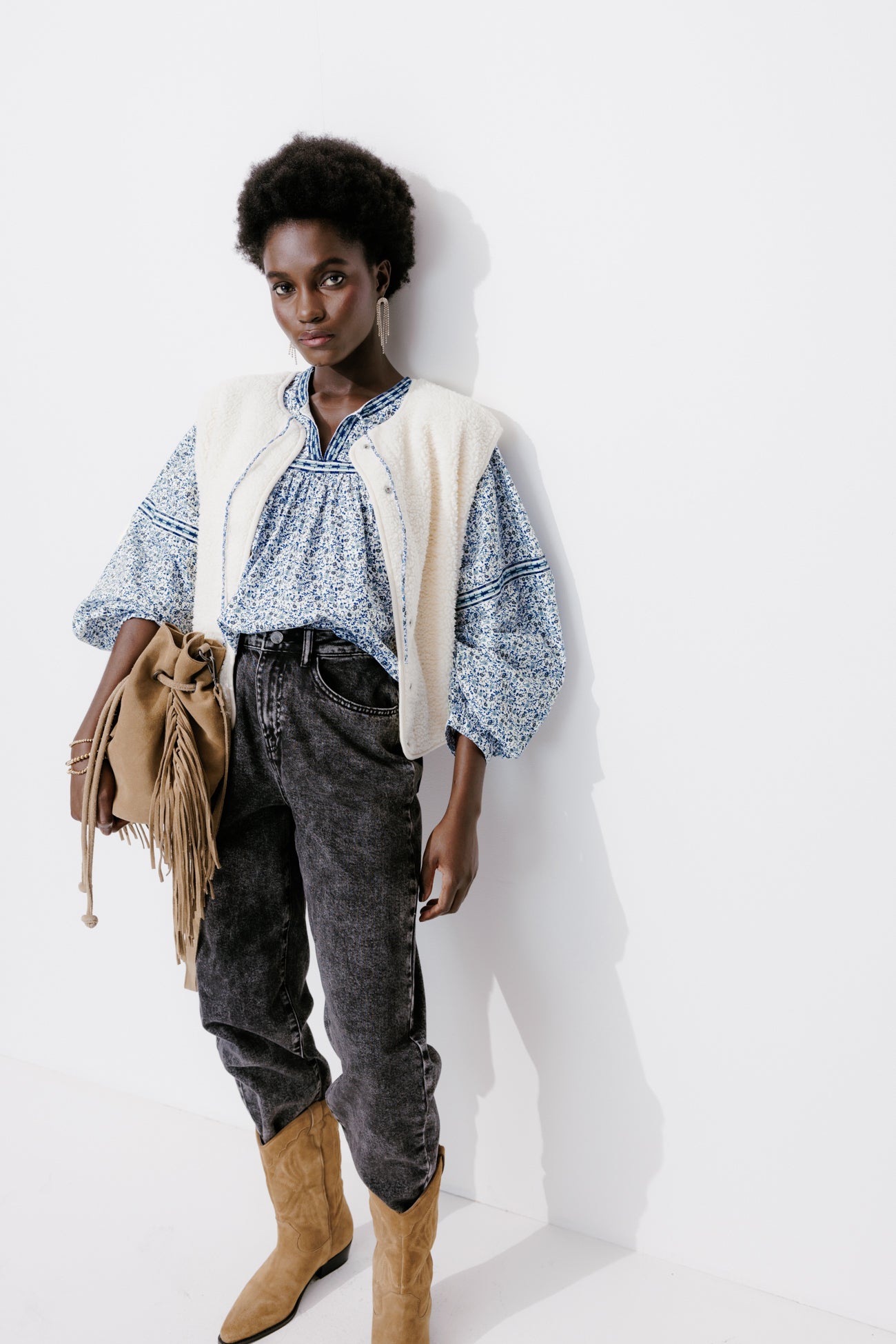 Folky patterned blouse - Ecru print