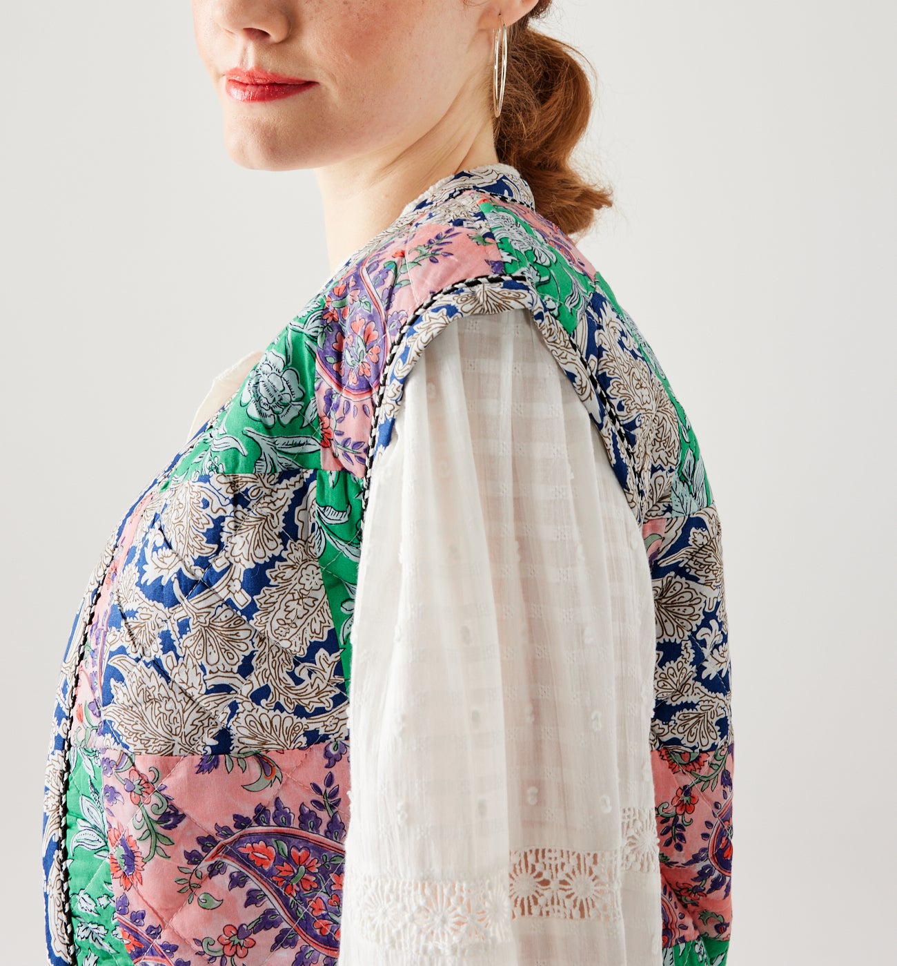 Reversible padded waistcoat - Green print