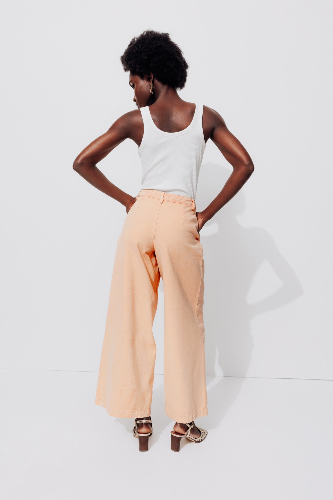 Wideleg pleat trousers - Neon orange