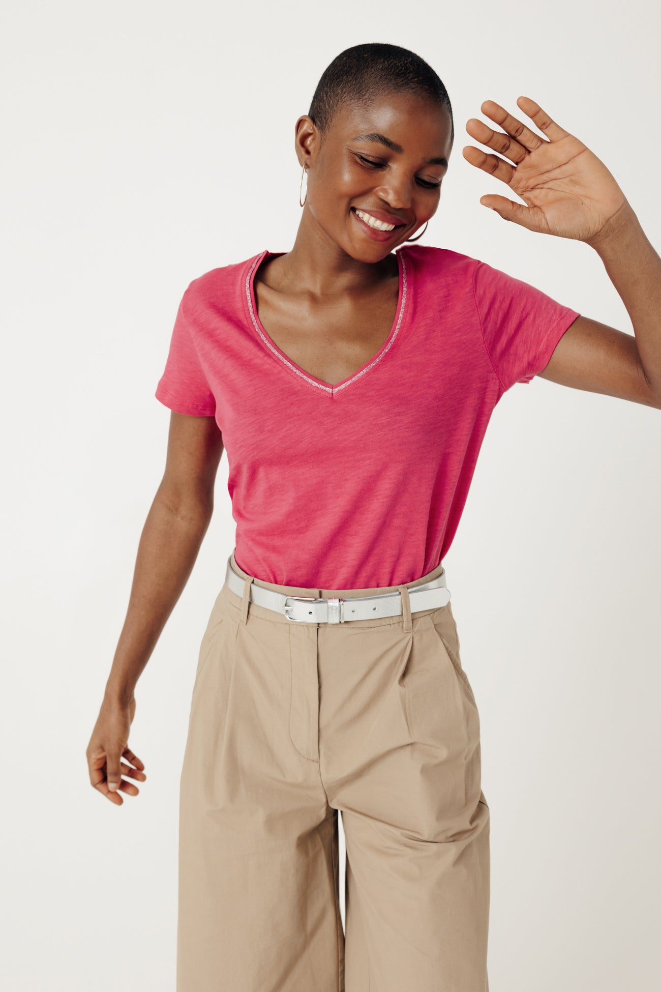 V-neck top - Raspberry red