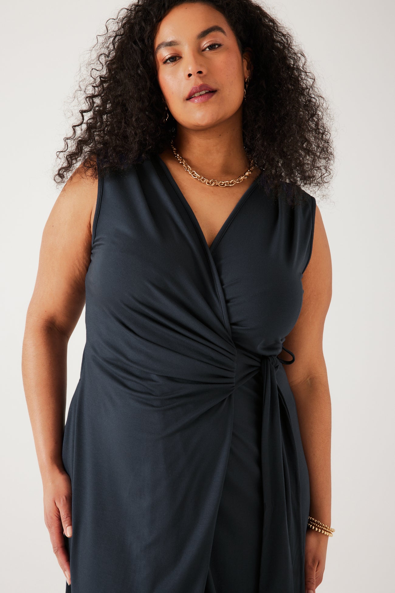 Crossover-effect dress - Navy blue