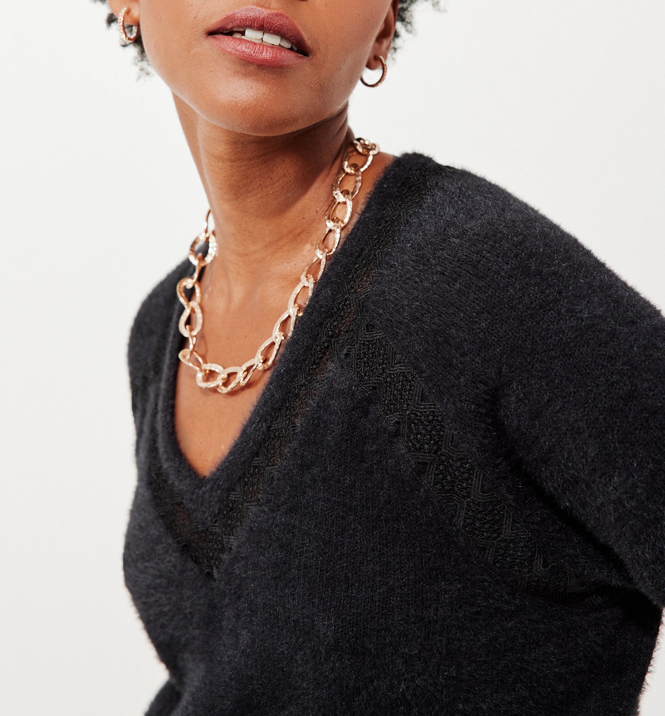 Lace detail jumper - Black