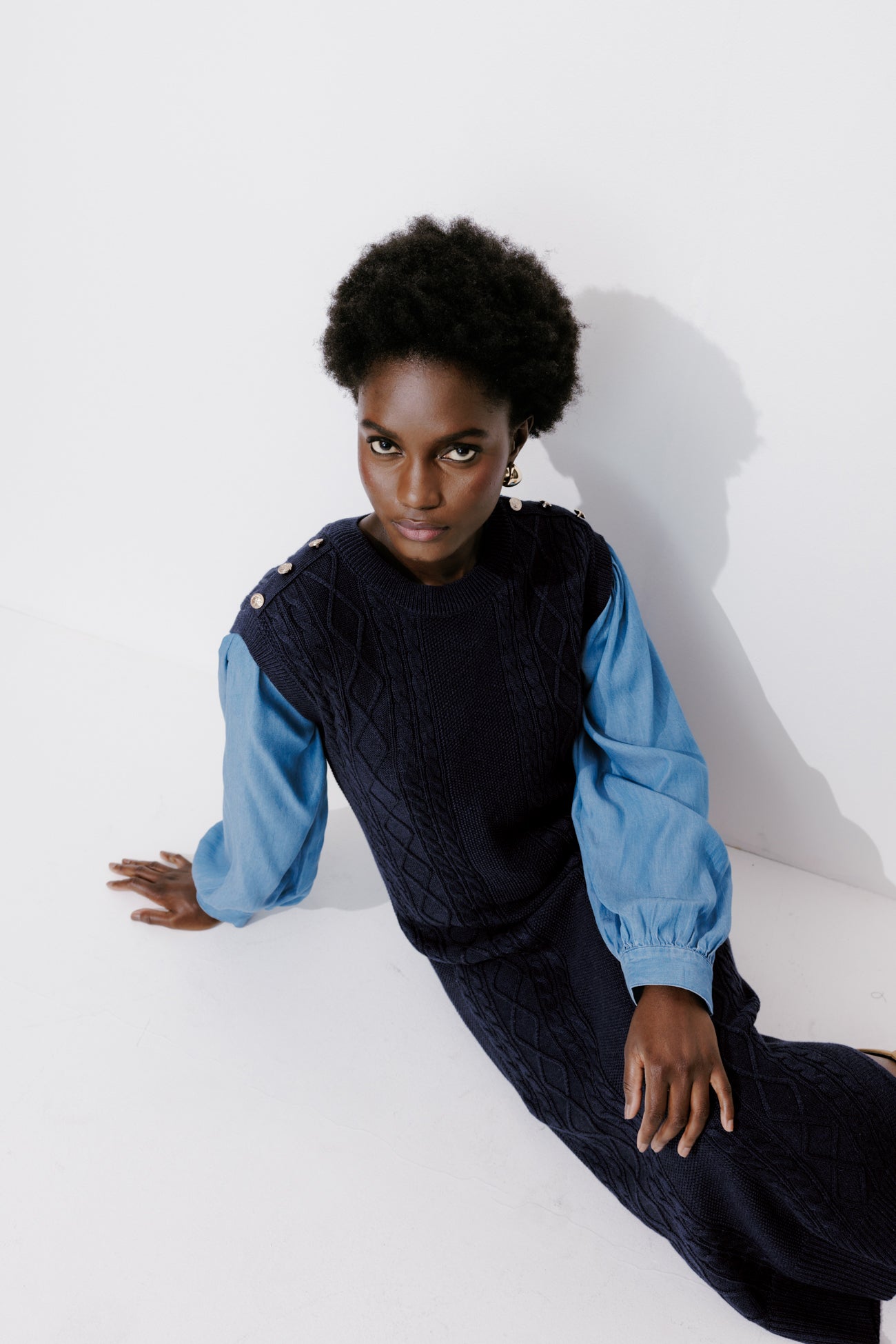 Sleeveless jumper dress - Navy blue