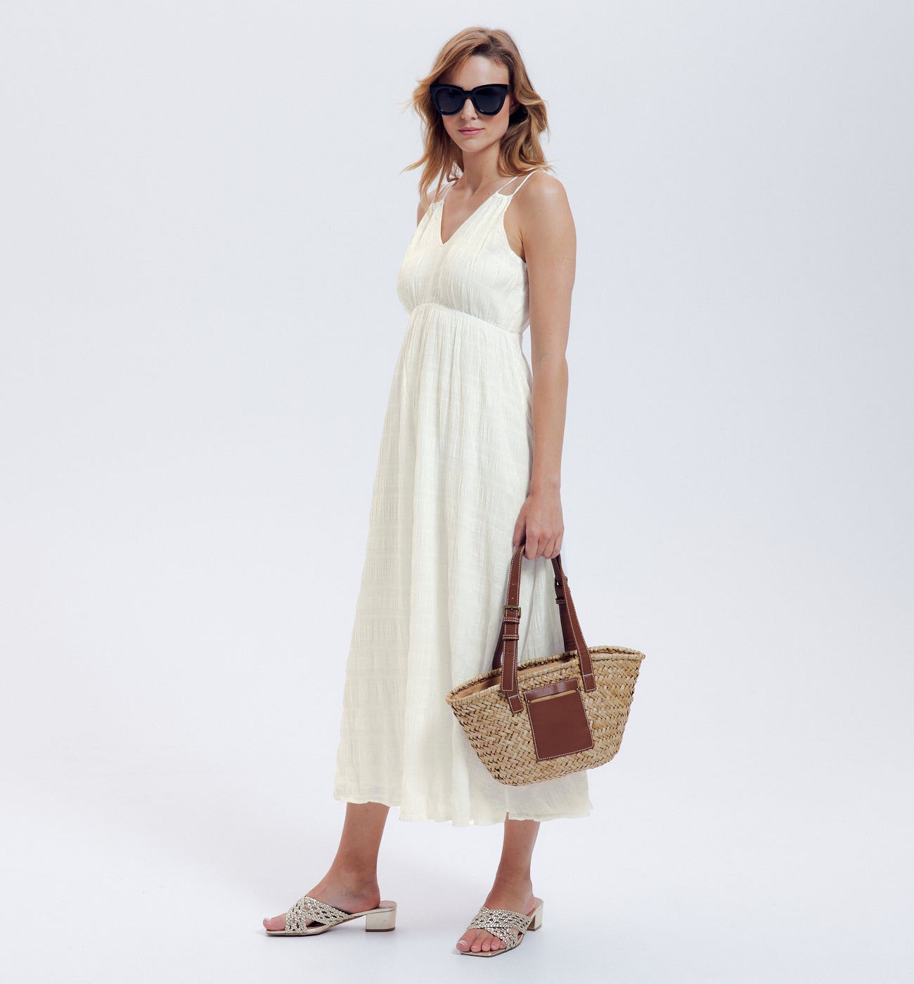 Mid-length strappy dress - Neon green