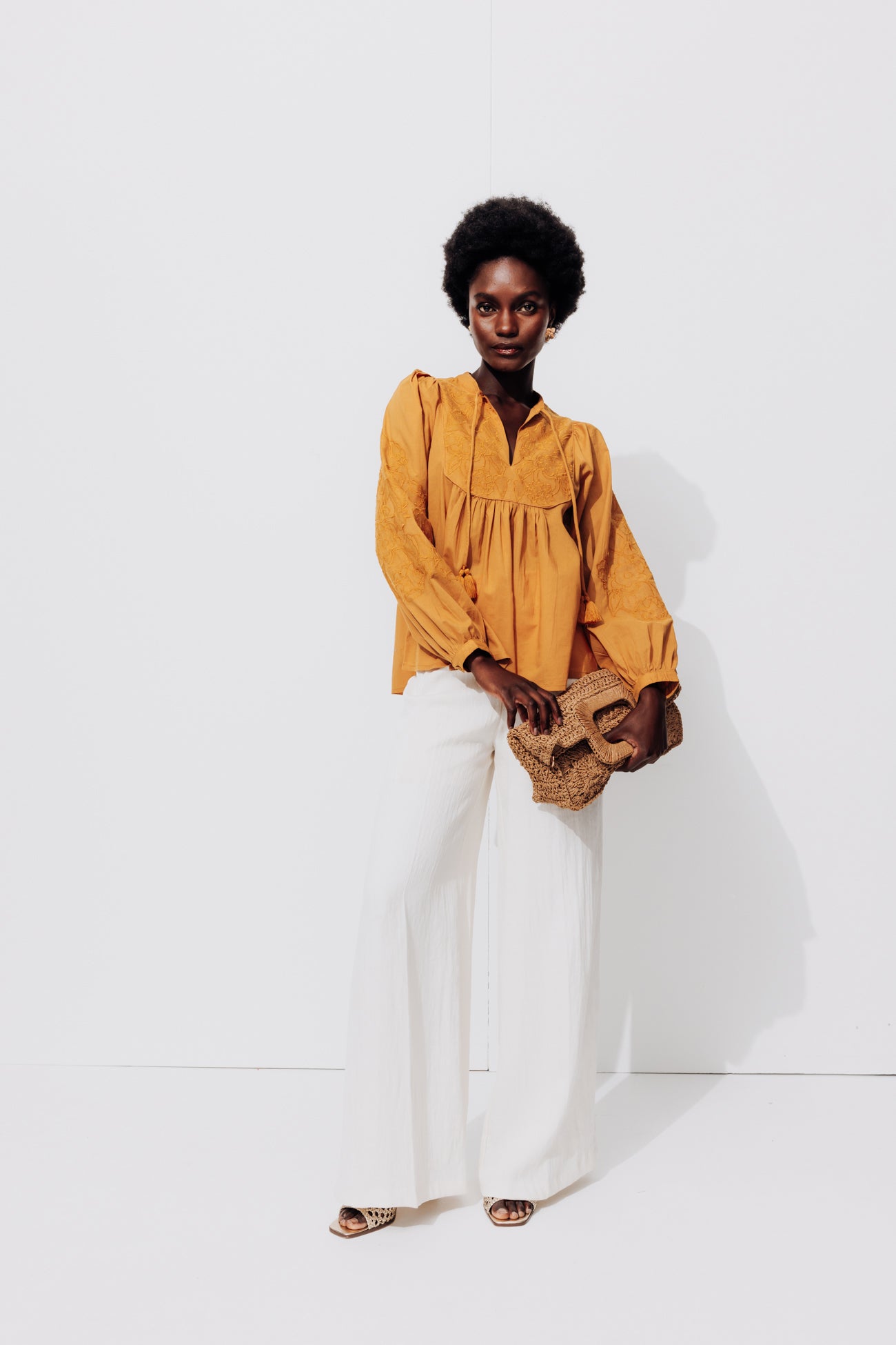 Embroidered blouse - Ochre