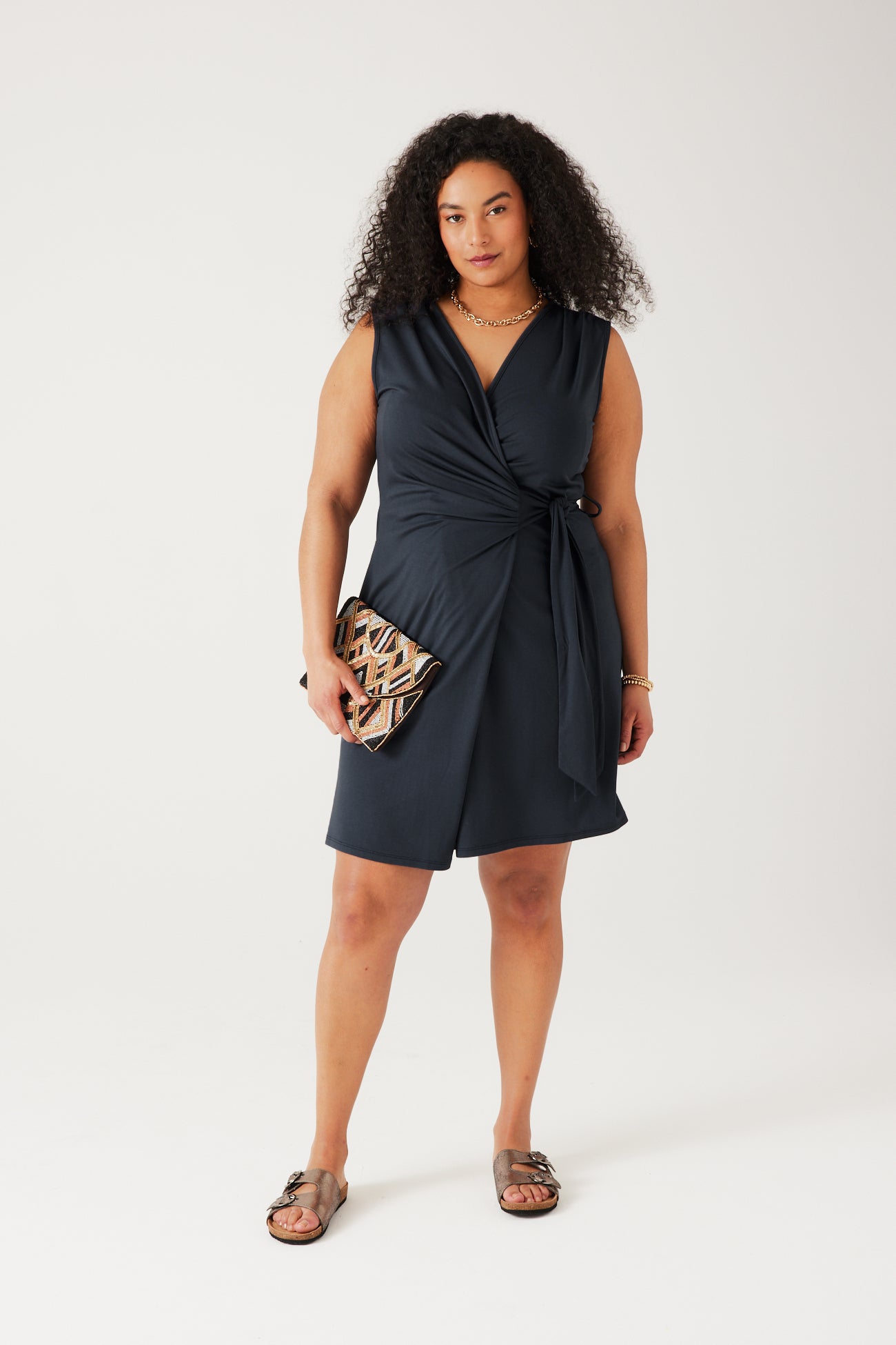 Crossover-effect dress - Navy blue