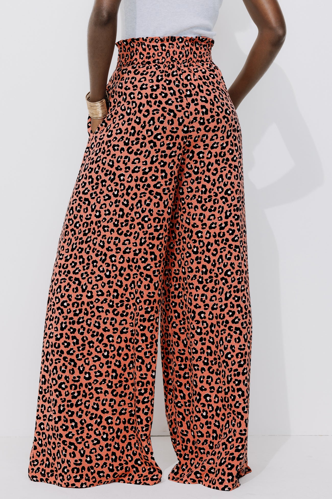 Wideleg patterned trousers - Pink print