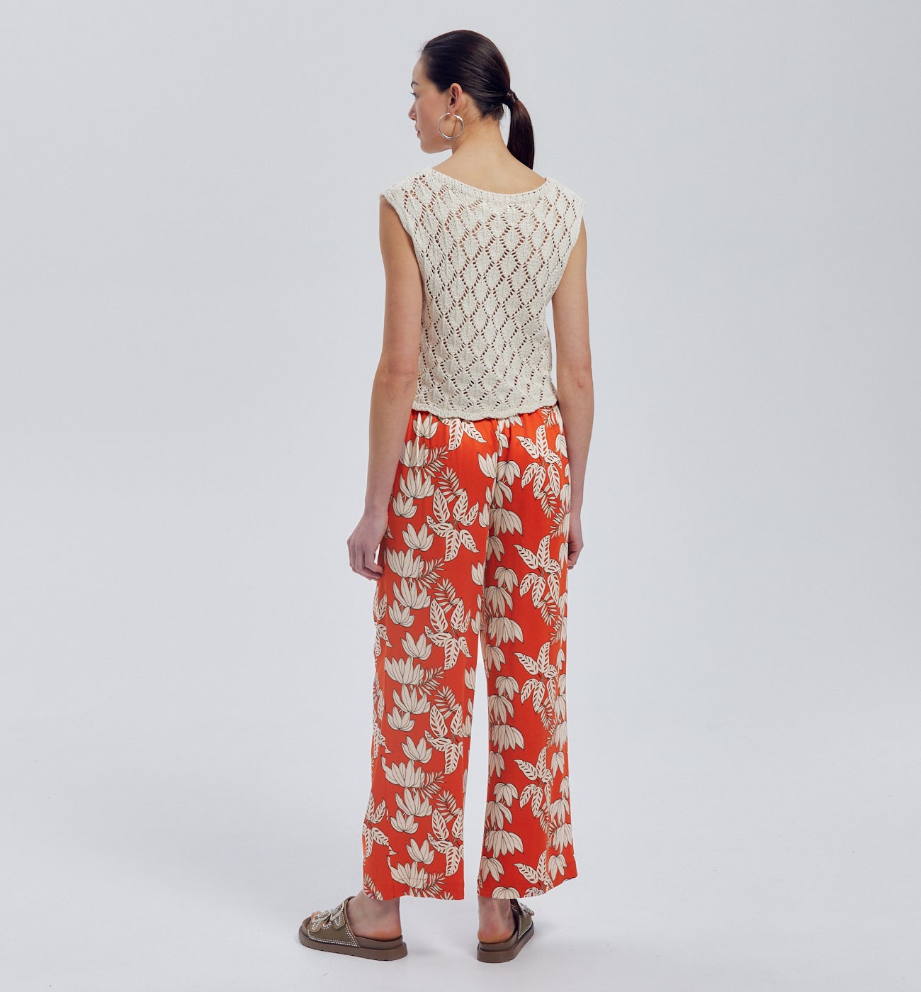 High-waist wideleg trousers - Black