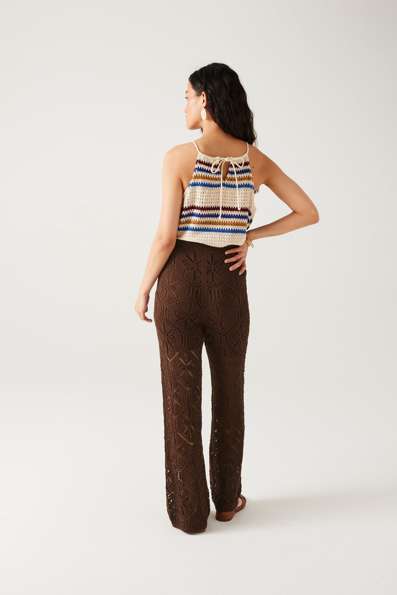 Crochet trousers - Soft chestnut