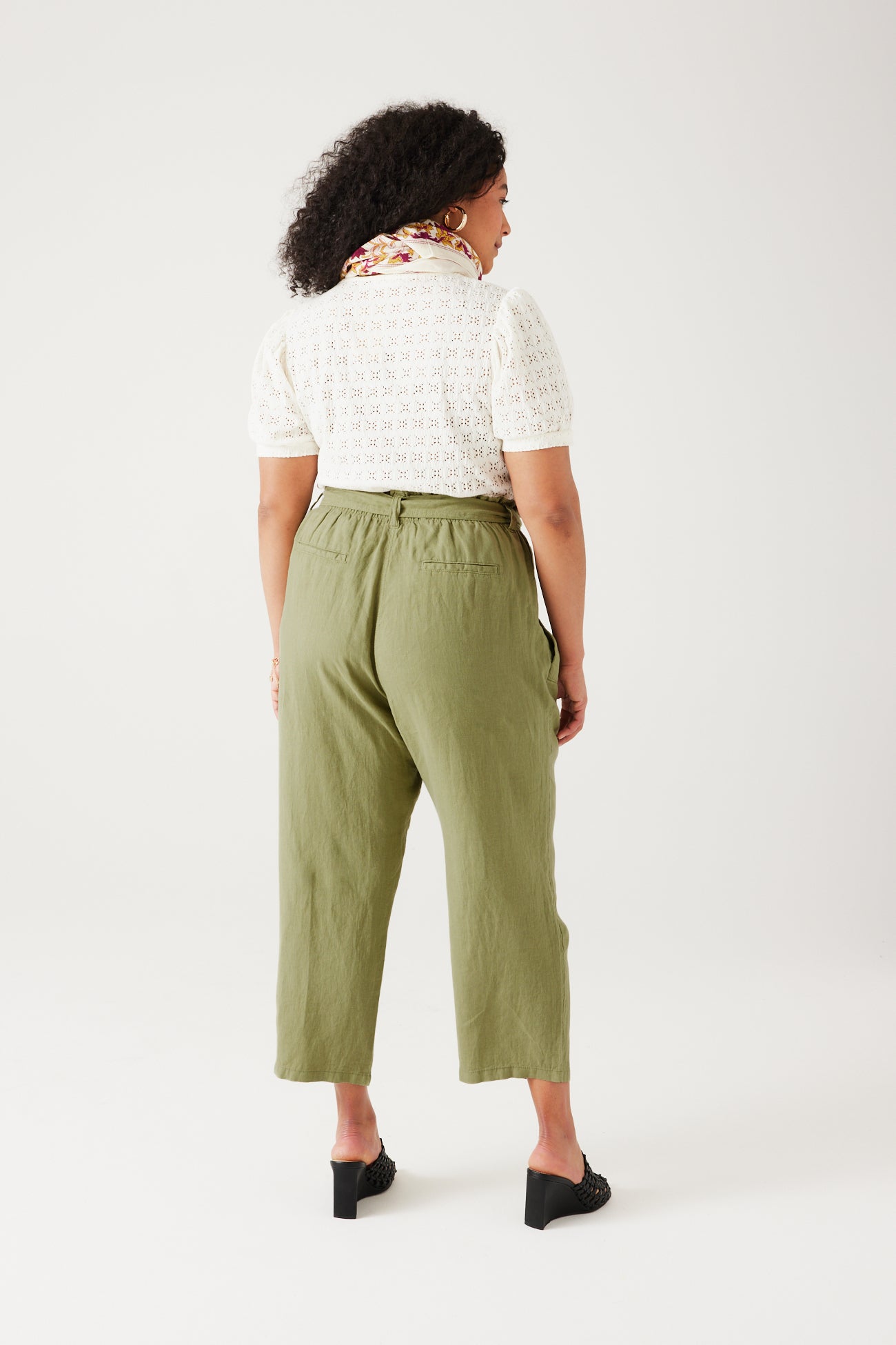 High-waist linen trousers - Green