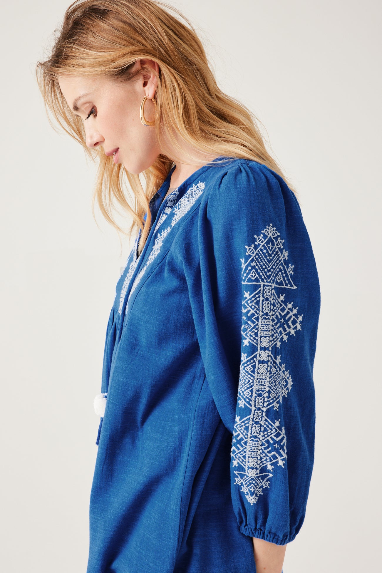 Embroidered babydoll dress - Ecru