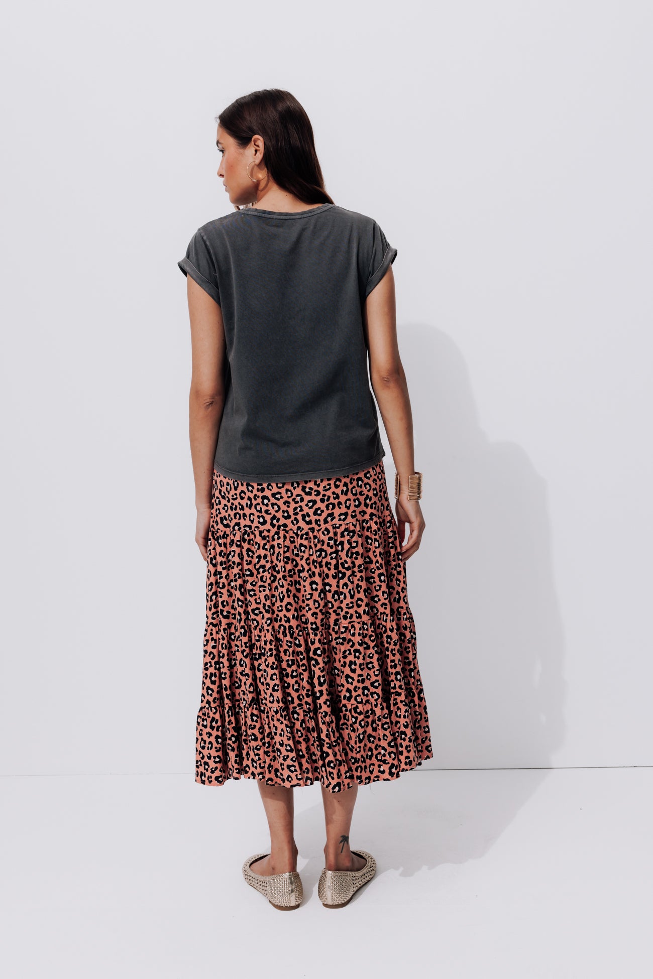 Patterned mid-length skirt - Multicolour print