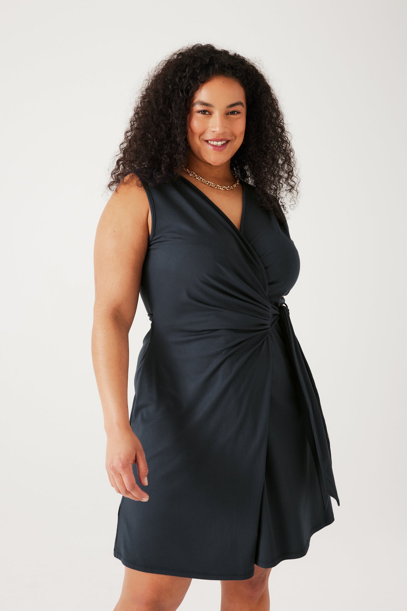 Crossover-effect dress - Navy blue