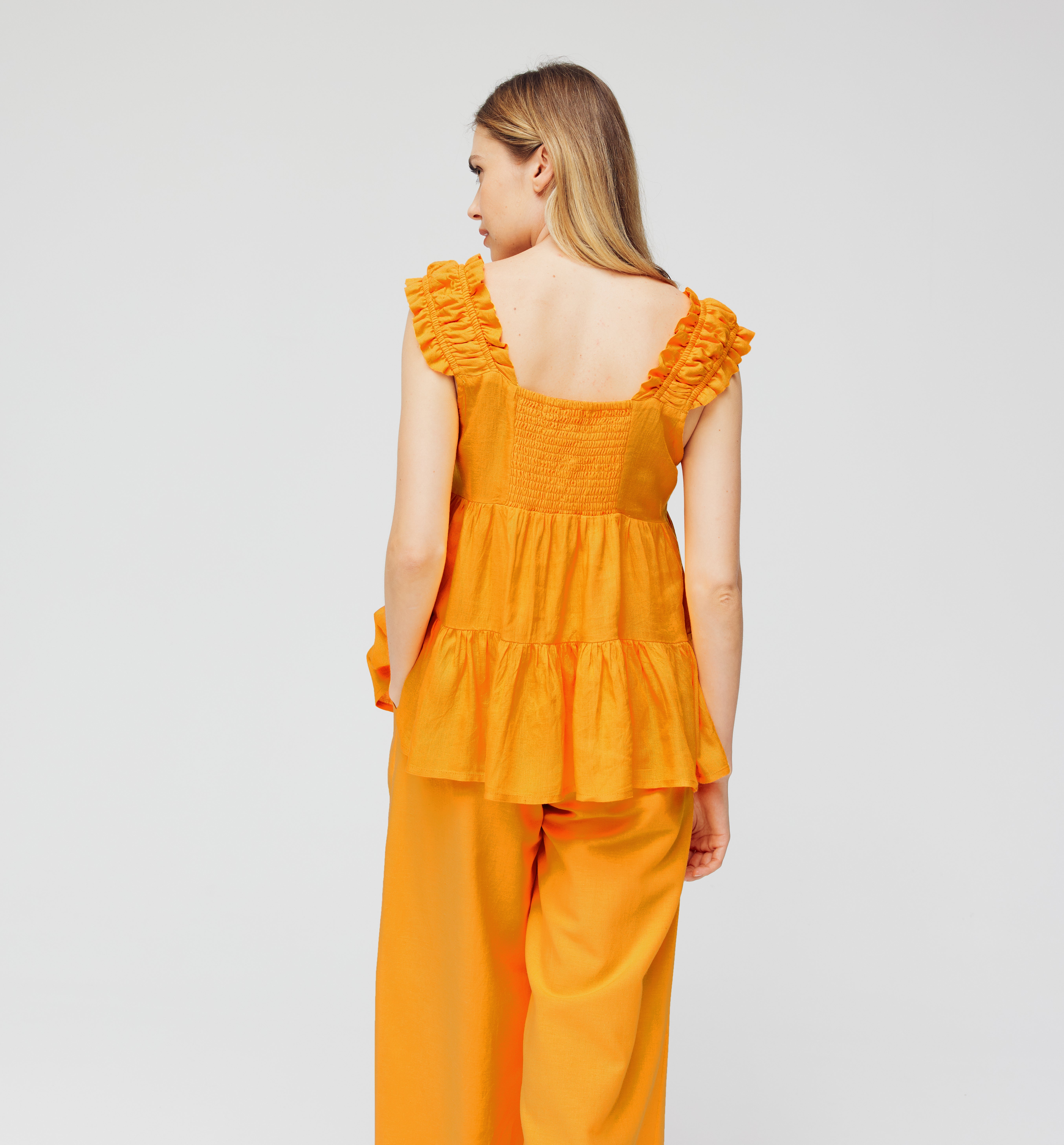 Frilly flared top - Pink print