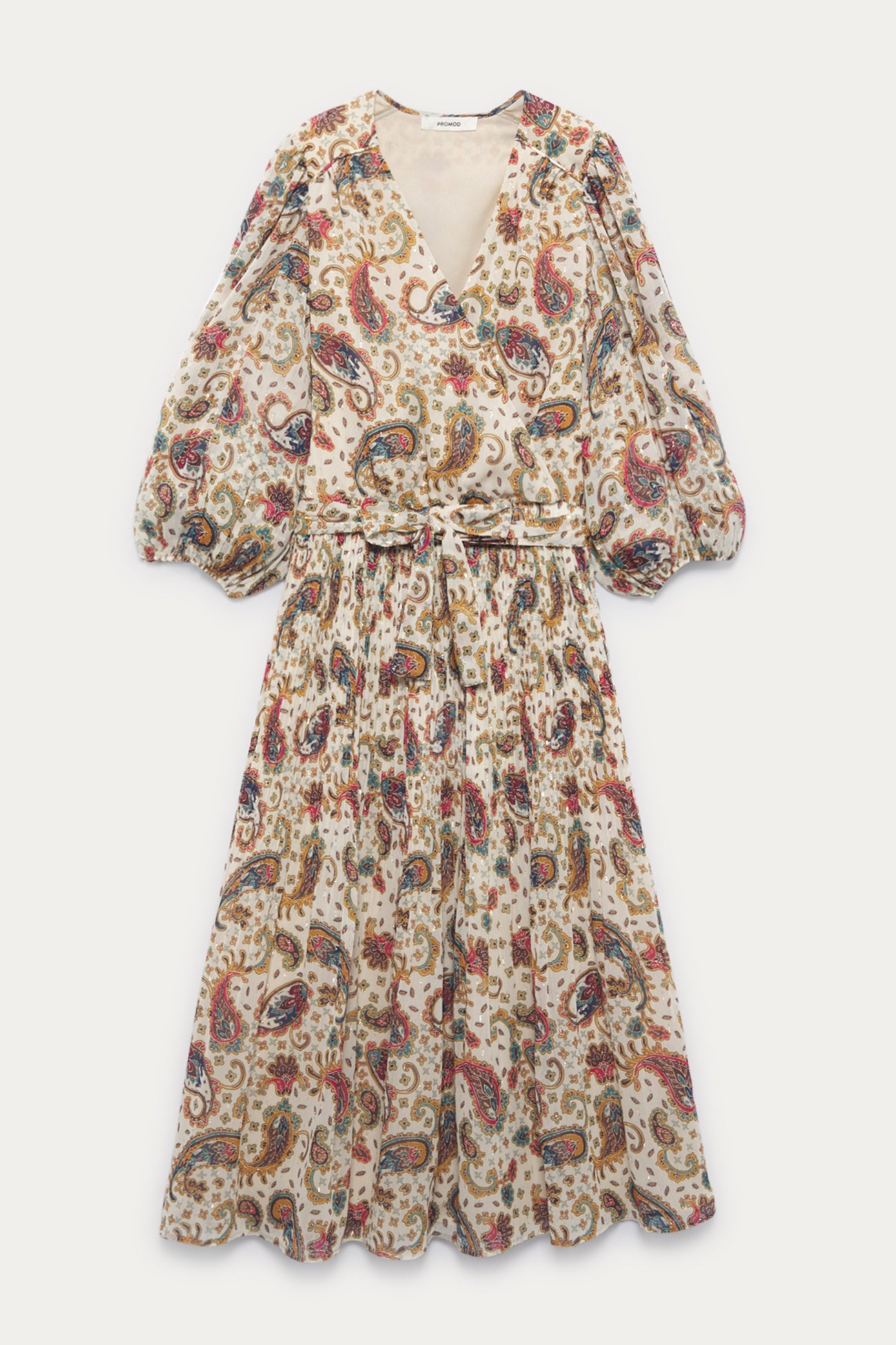 Patterned midi dress - Ecru print