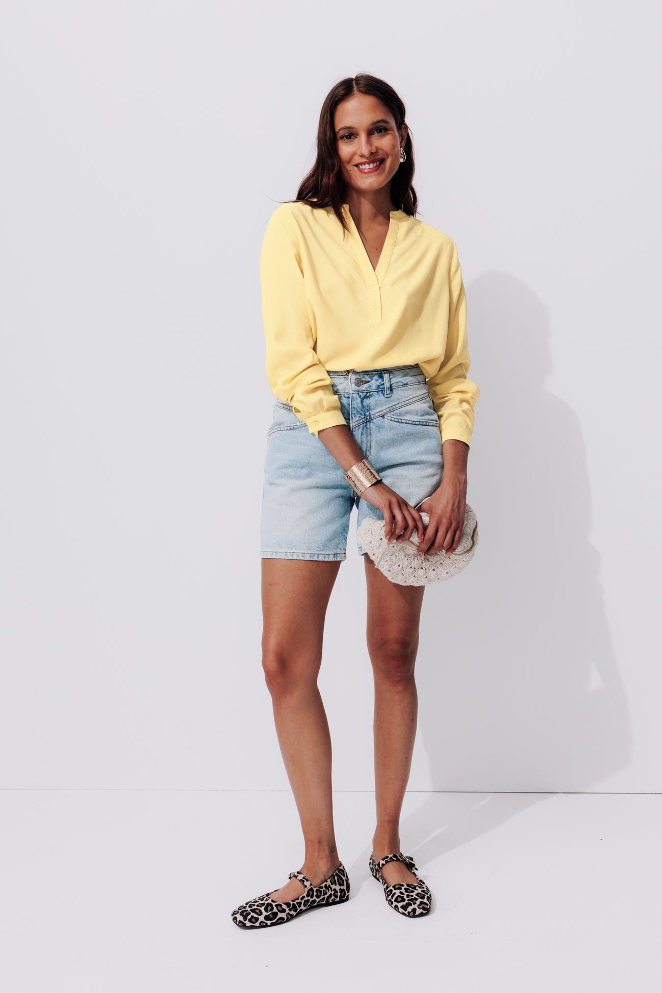 Tunic neckline blouse - Yellow